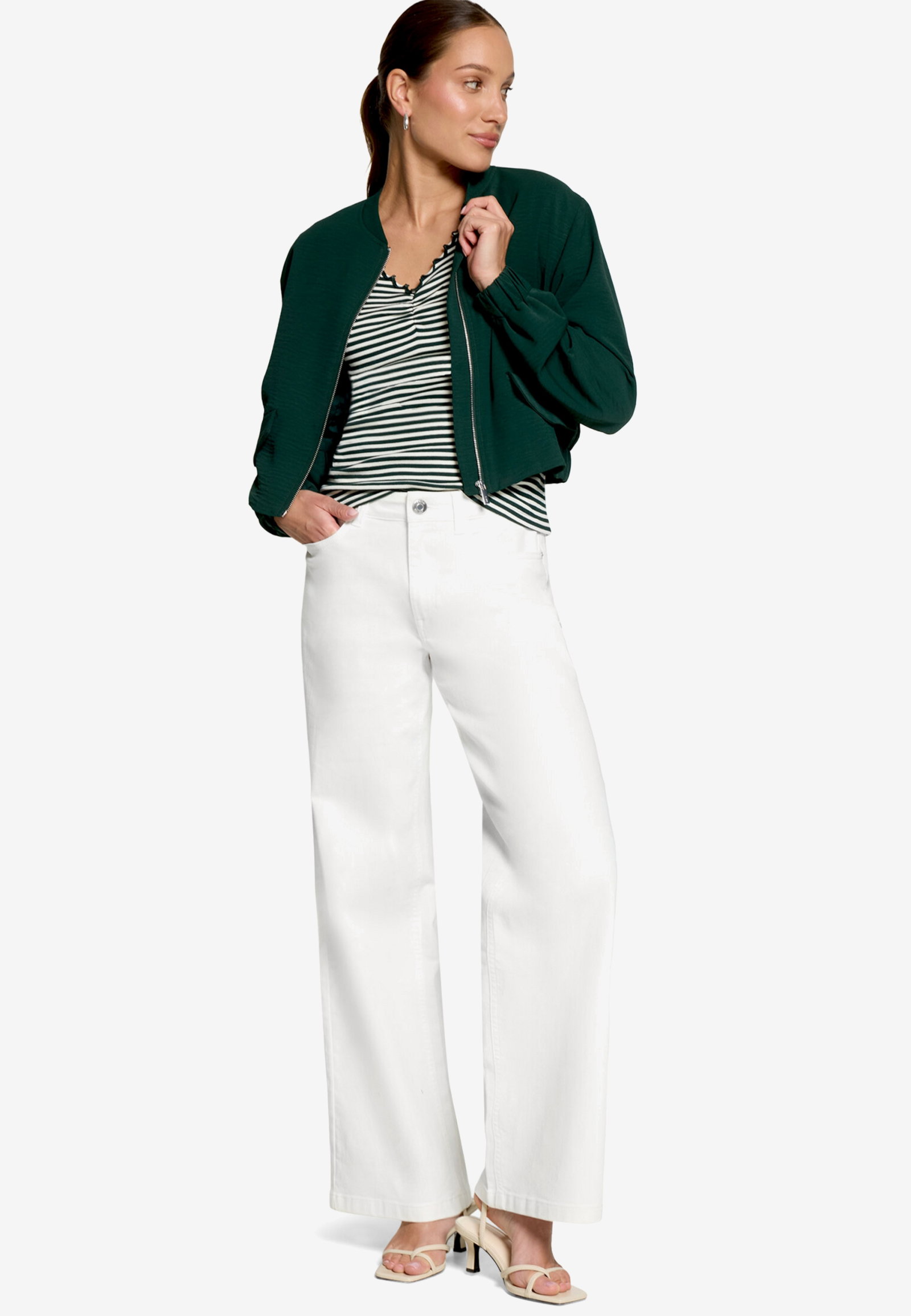 Shirt Kurz 1/2 Arm, Green/Cream #4