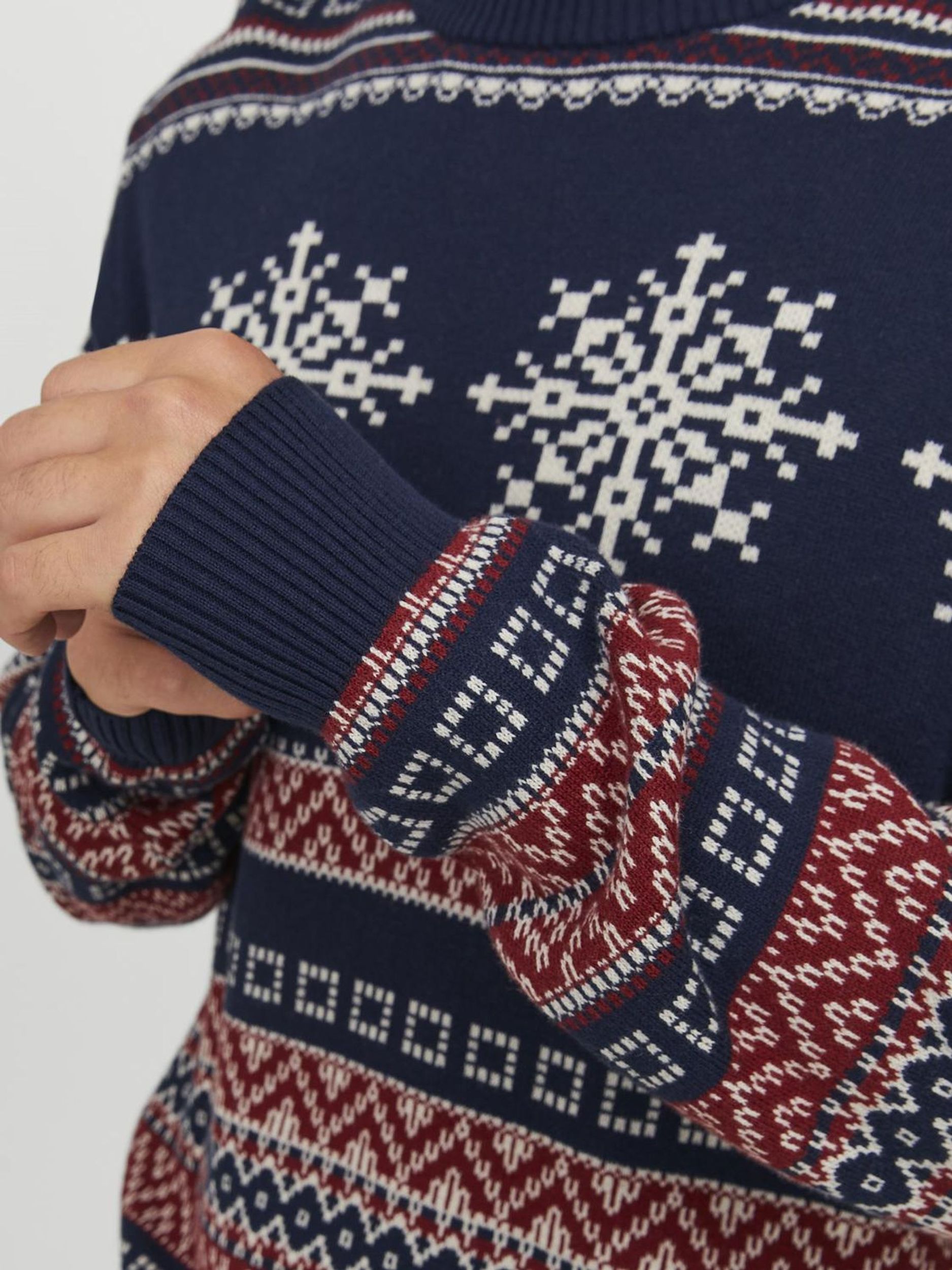  |  JJXMAS SNOWBALL KNIT CREW NECK, Nav | M | navy blazer