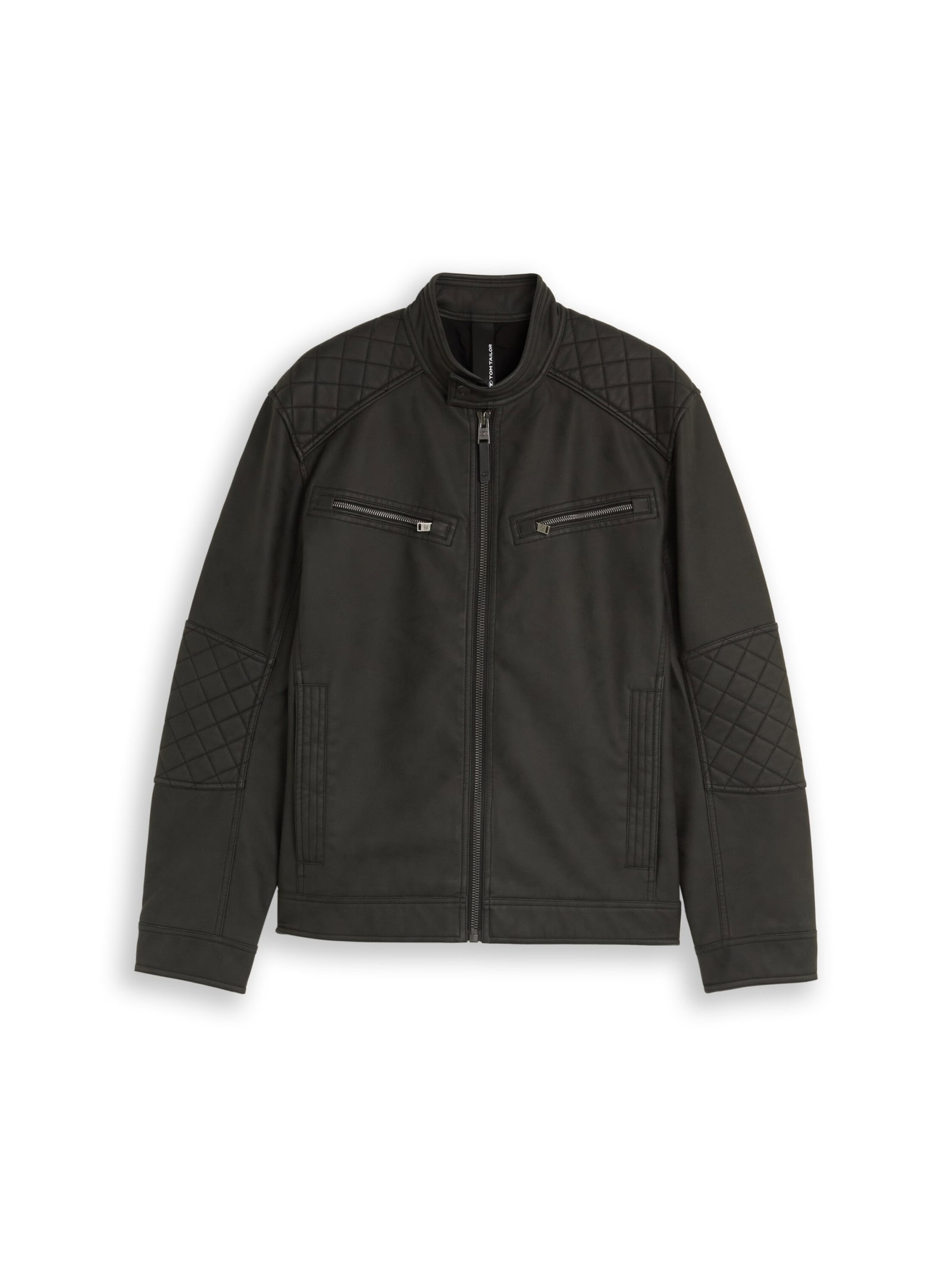 faux velour touch leather jack, Black #1