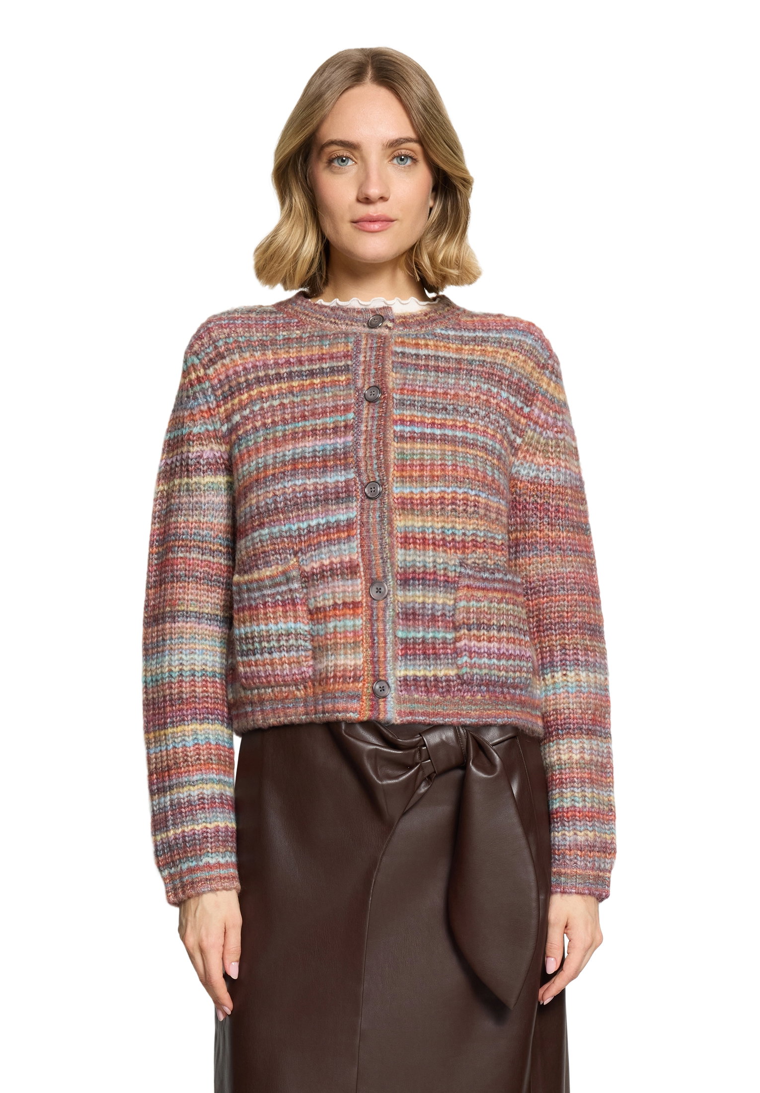 Strickjacke Kurz 1/1 Arm, Pink/Green #3
