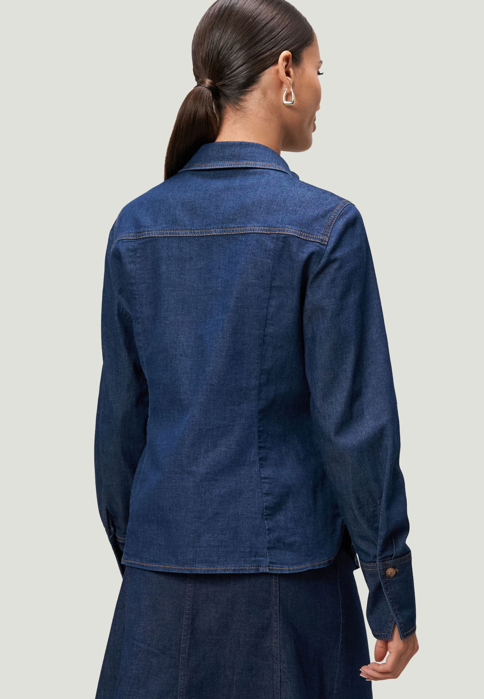 Zero | Zero Druckbluse | 40 | dark blue denim