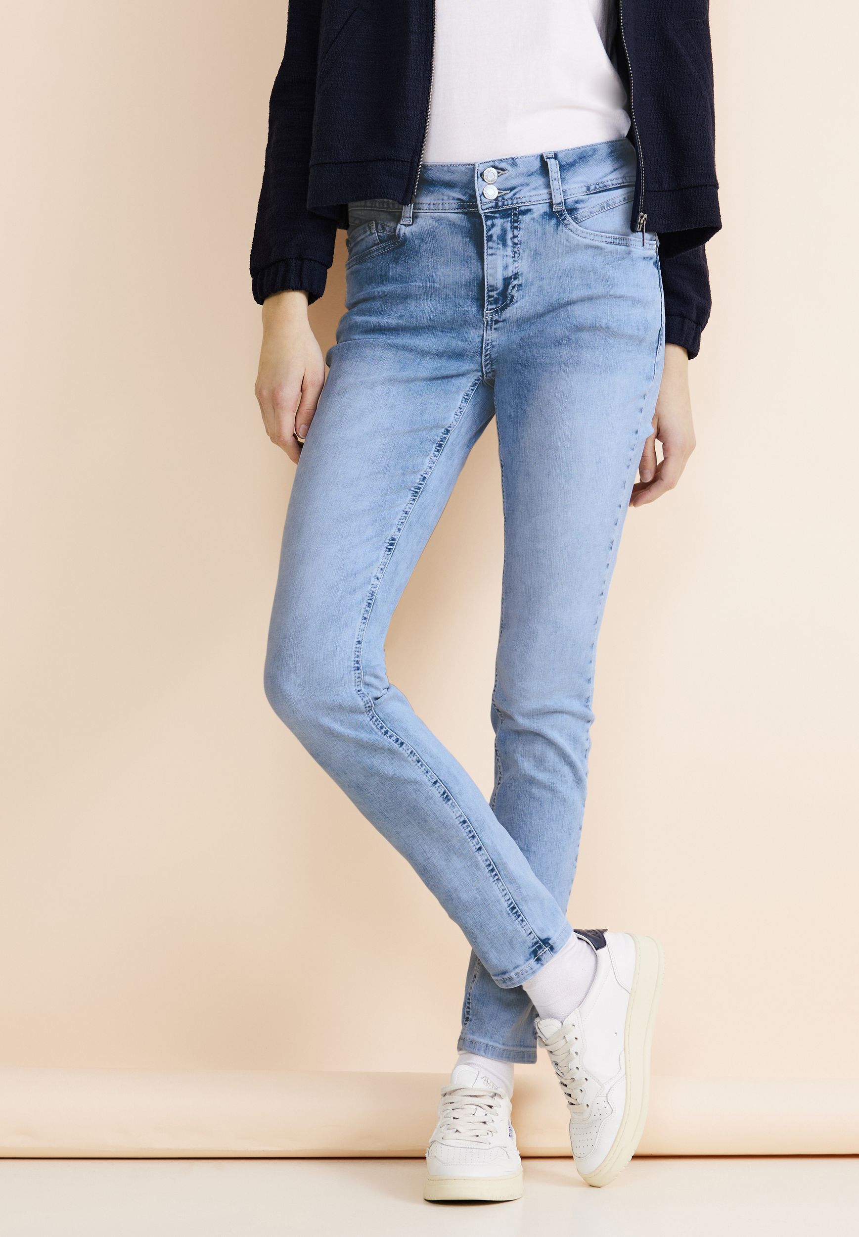 Street One |  Street One Straight Leg Jeans  | 28/32 | heavy indigo bleach