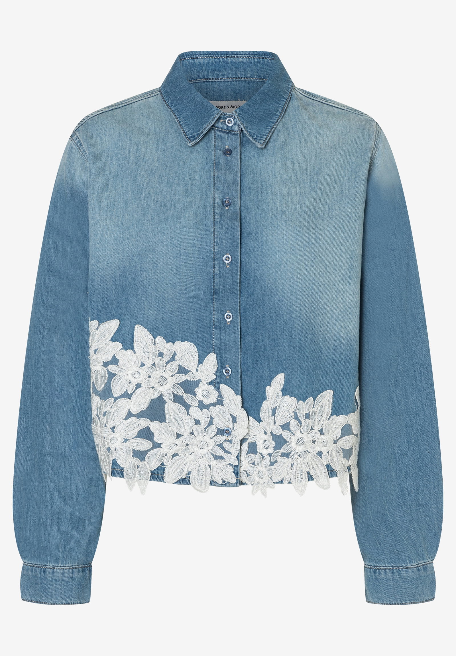 Jeanshemd mit Spitzenbesatz #1