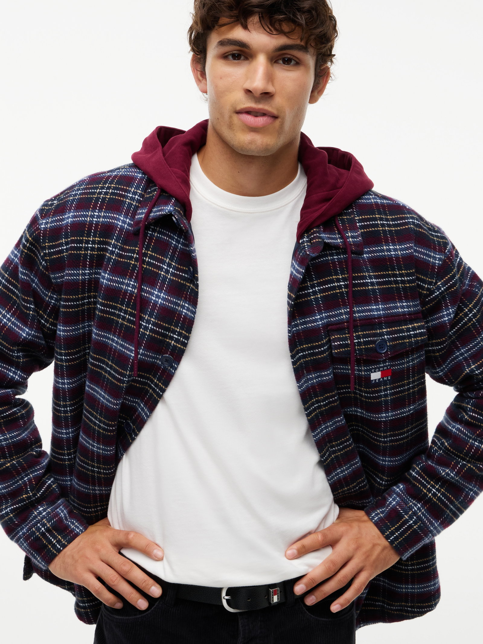 TJM LOGO HOODED OVERSHIRT, RED #3