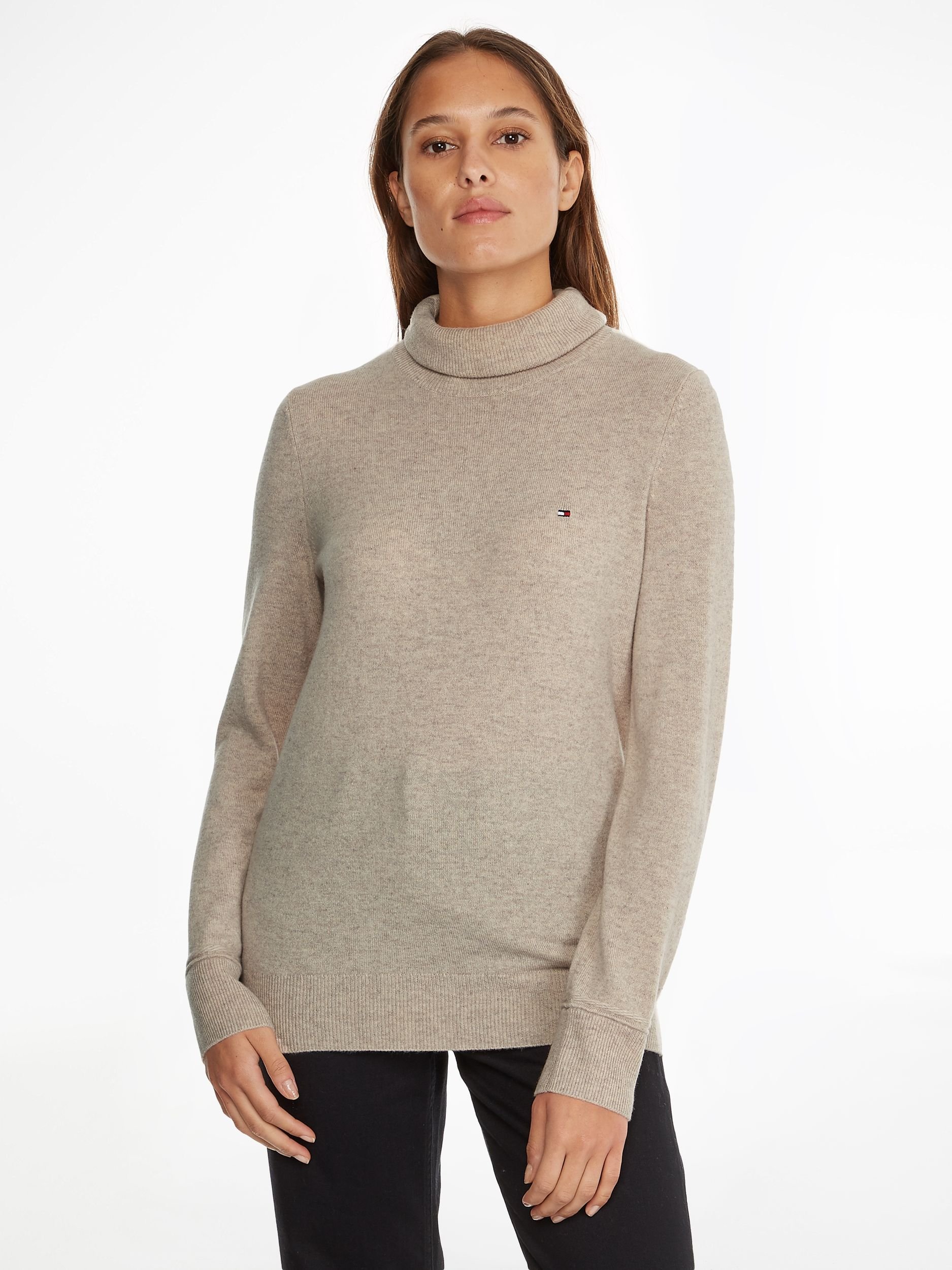 WOOL CASHMERE ROLL-NK SWEATER