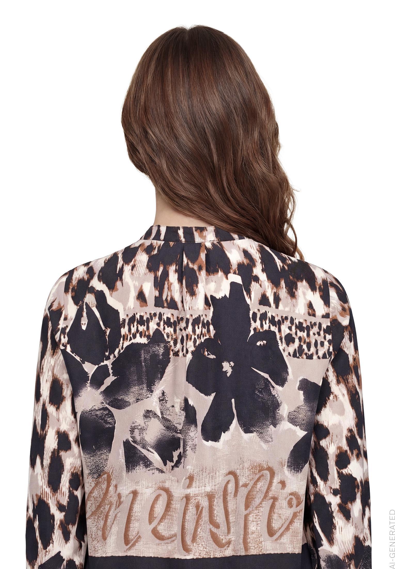 Bluse Lang 1/1 Arm, Beige/Black #7