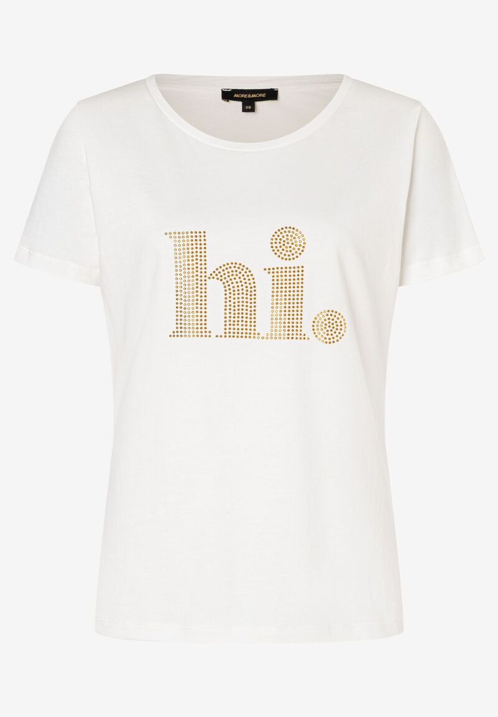 |  T-Shirt mit Steinchen-Schrift  ecru  Sommer-Kollektion | 44 | ecru