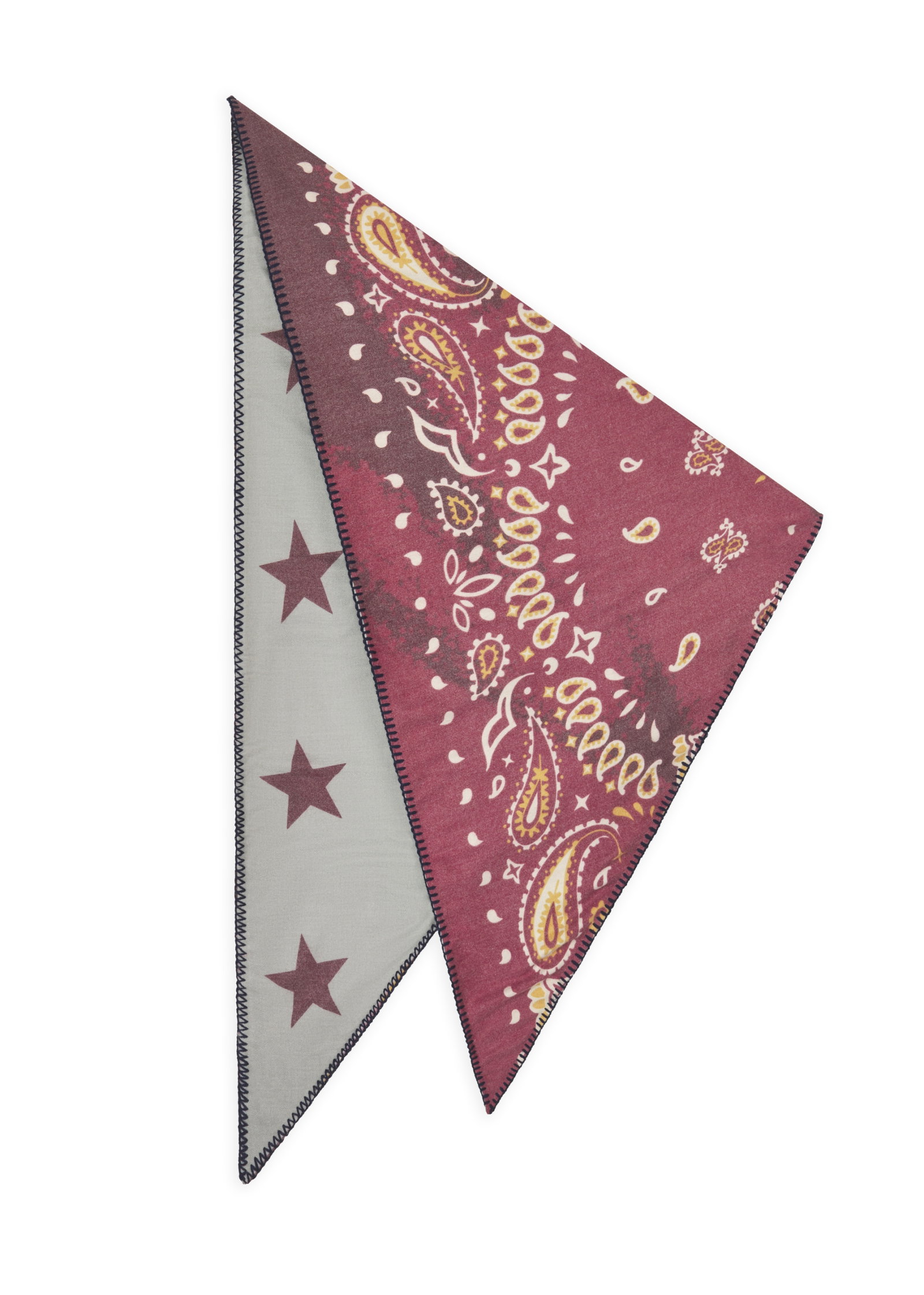 PRINTED TRIANGLE POLYESTER/VISCOSE PAISLEY STARS rot-126X126X185CM, rot #2