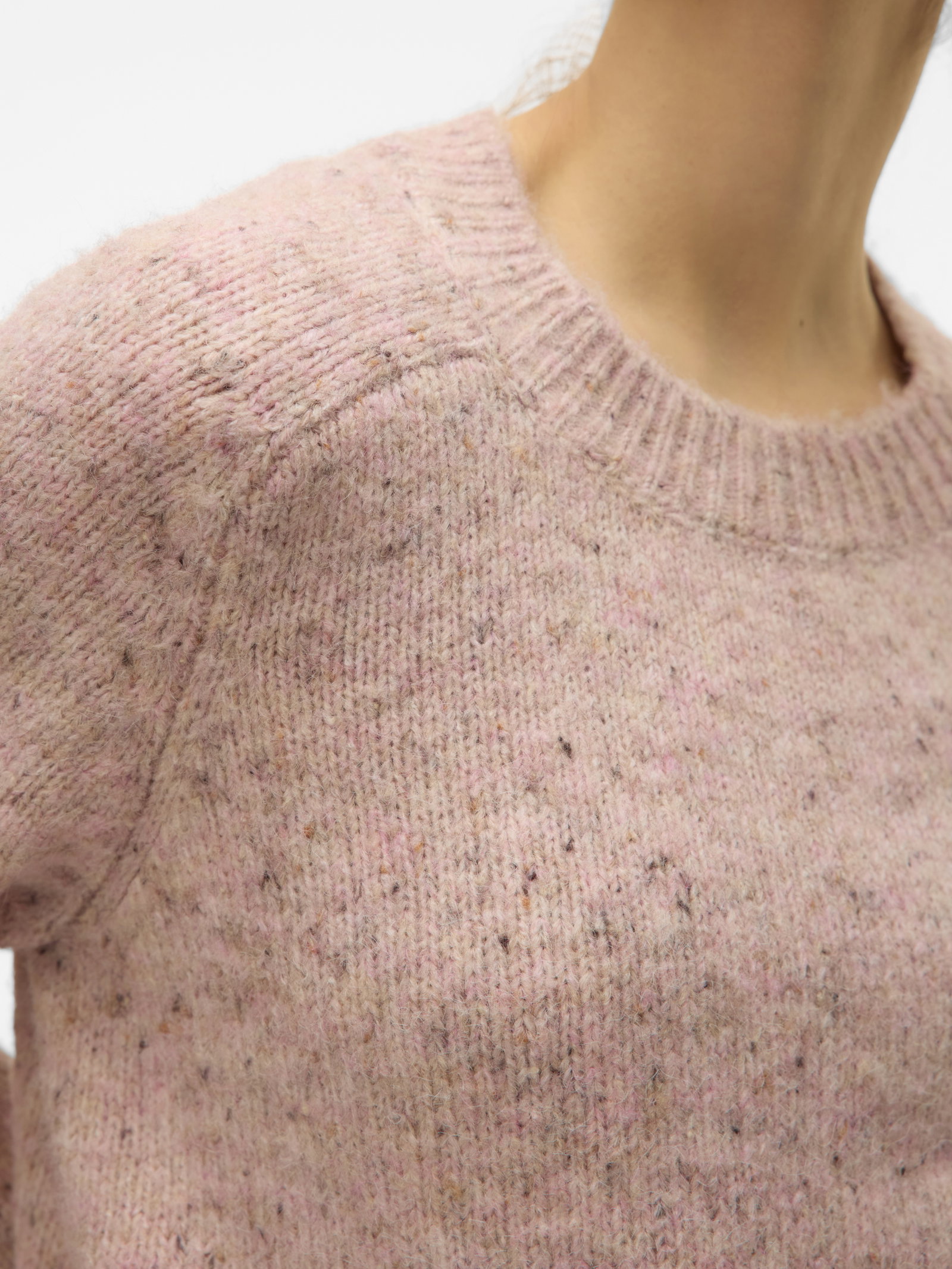VMINGRID LS O-NECK PULLOVER, Pink Dogwood/W. MELANGE LL19 FROM C #4