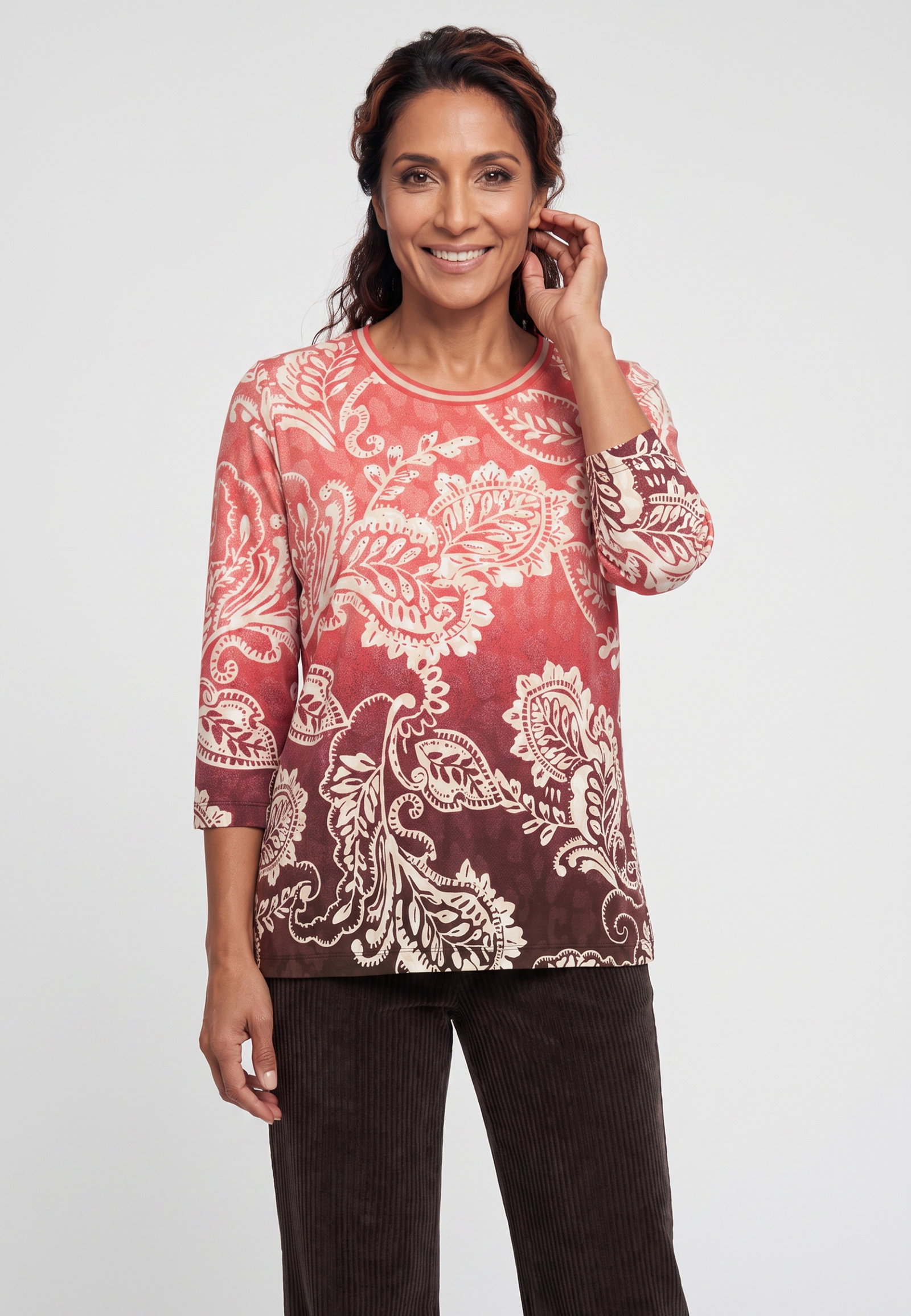 T-Shirt Long Sleeves, Sienna Red #3