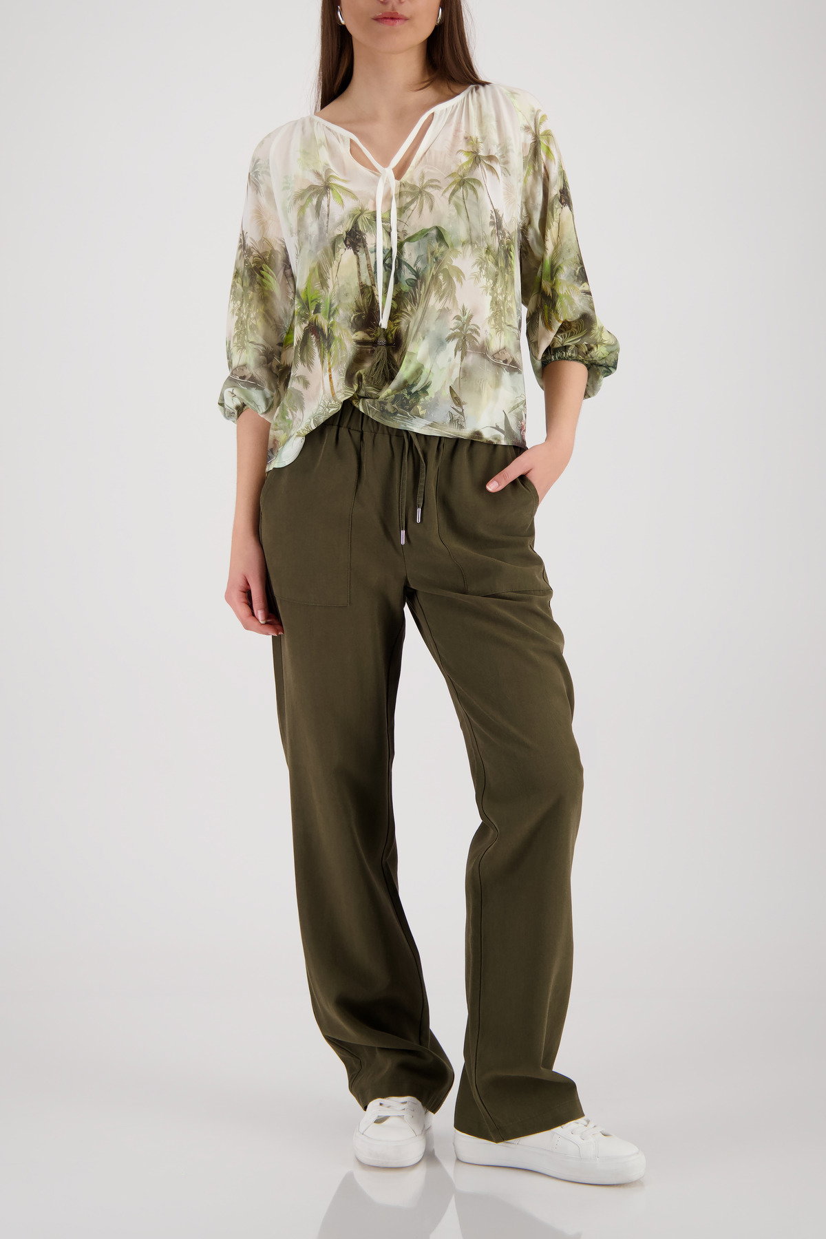 Bluse, olive gemustert #6