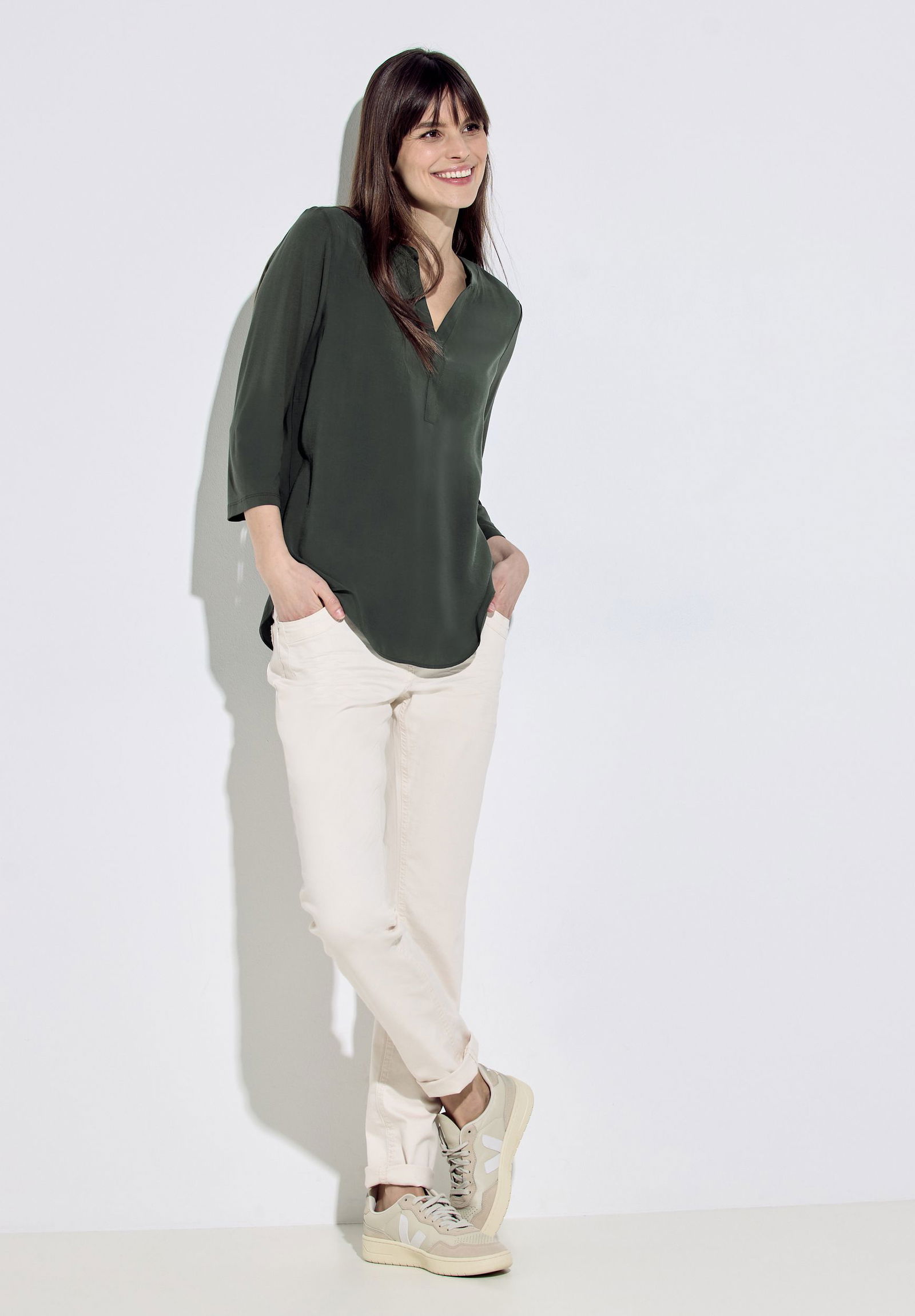 CECIL | CECIL Druckbluse | XXL | strong khaki