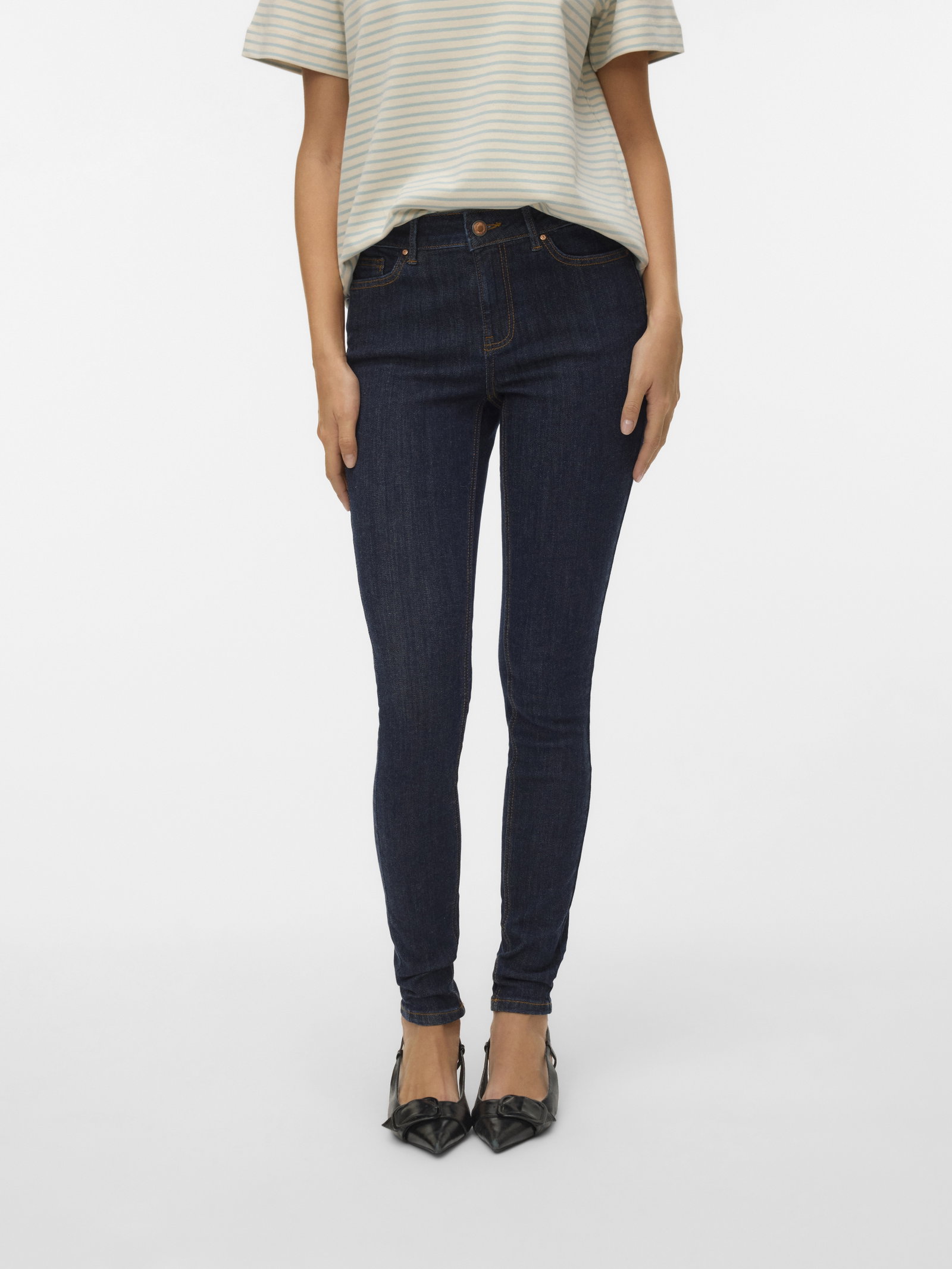 VMFLASH MR SKINNY JEANS LI3190 NOOS, Dark Blue Denim/RINSE #6