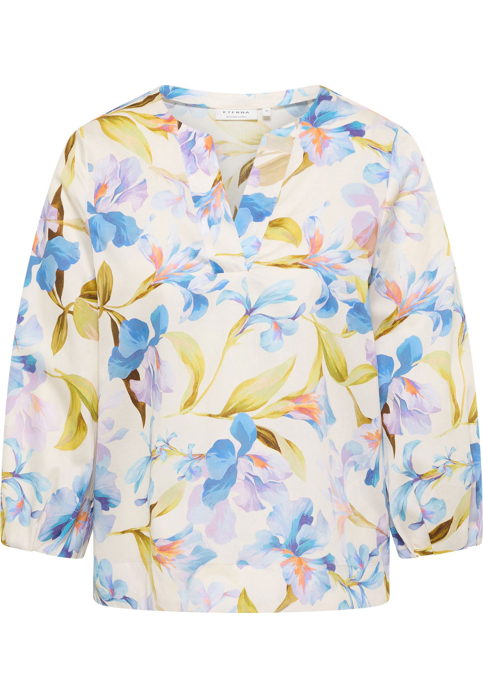 Eterna |  Eterna Druckbluse  | 40 | azurblau