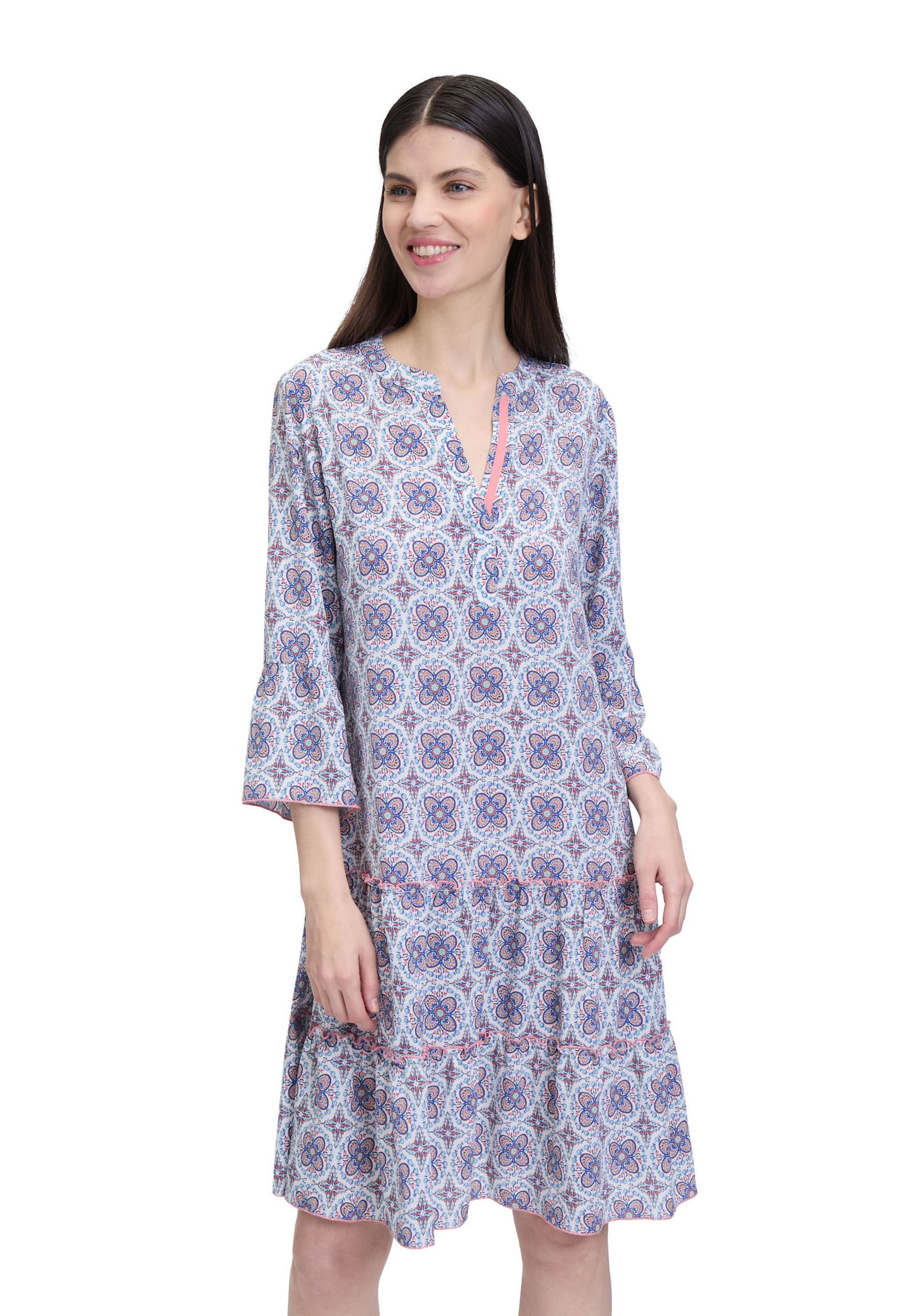  |  Kleid Kurz 3/4 Arm, Blue/Apricot | 42 | blue/apricot