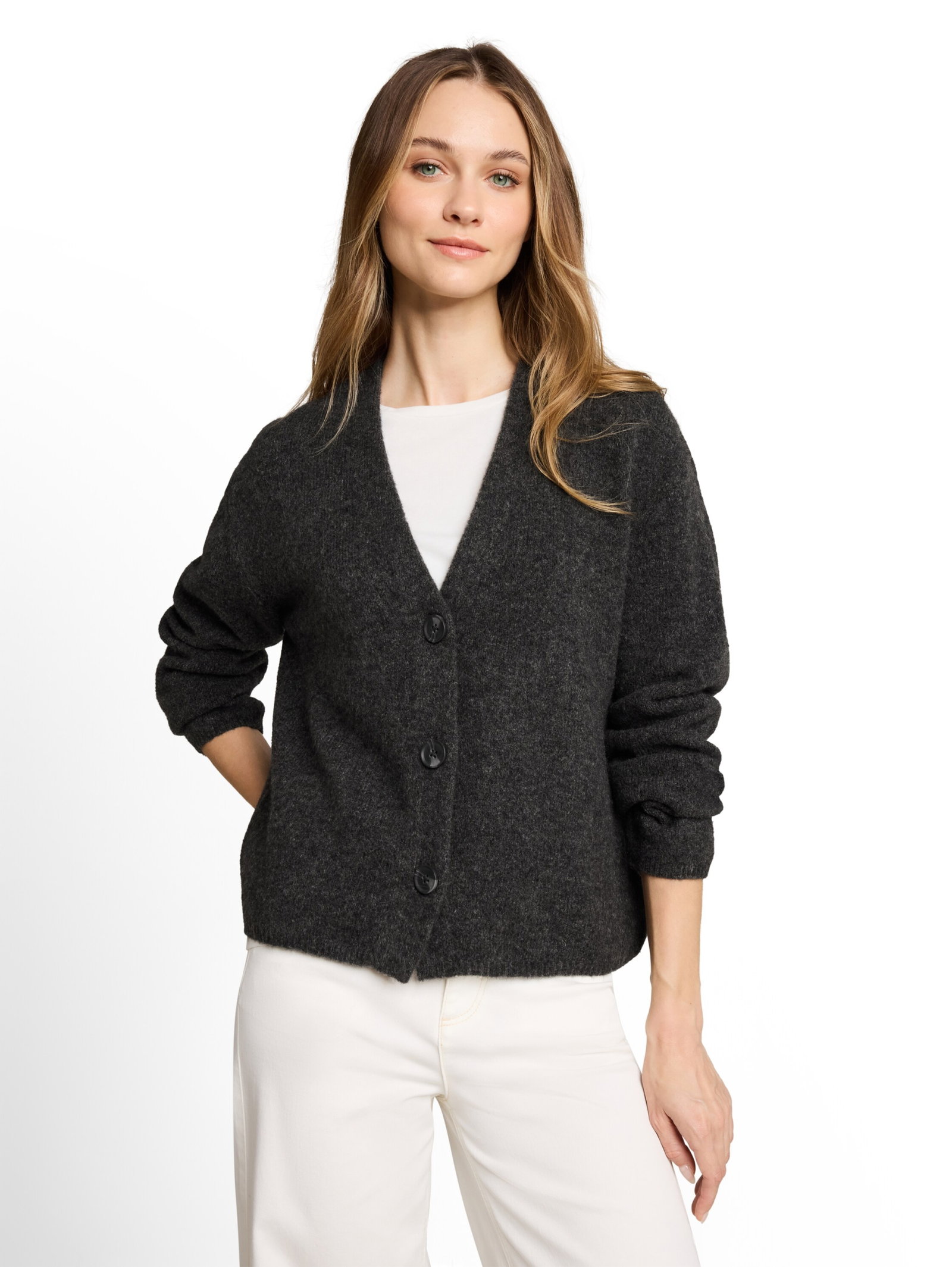cozy knit cardigan, Shale Grey Melange #5