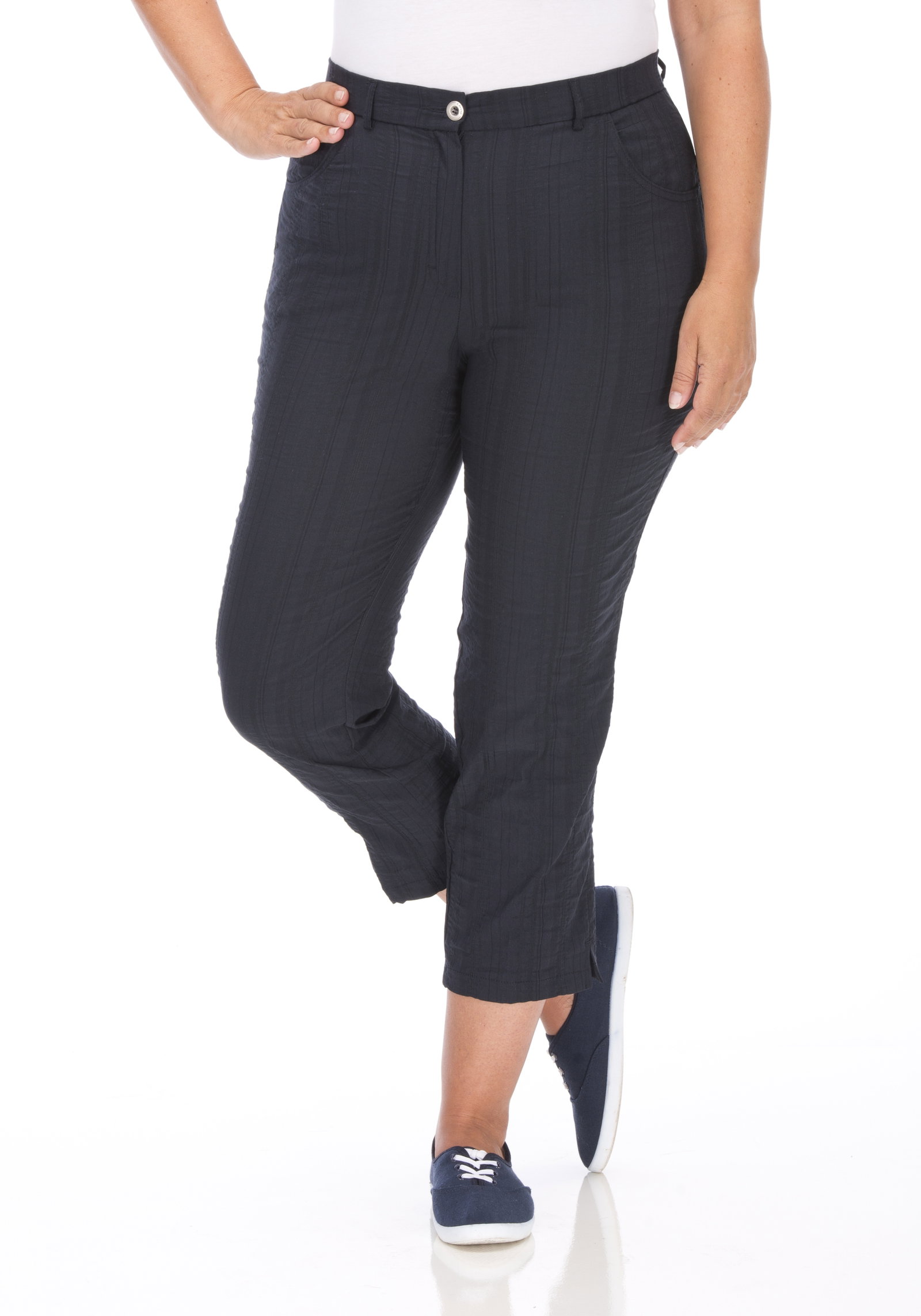 Da.-Hose Bea 7/8, marine gestreift #1