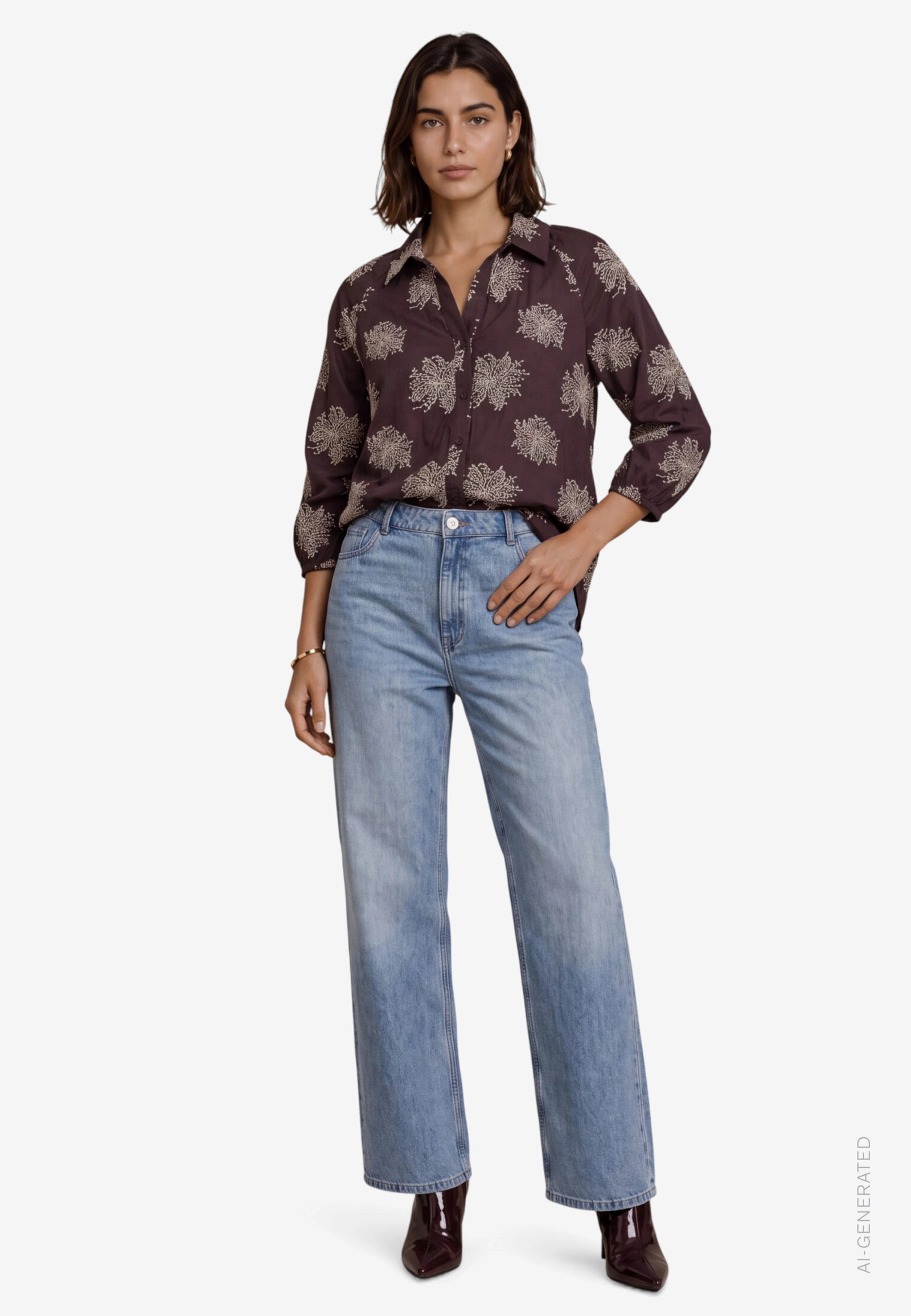 Bluse Lang 1/1 Arm, Brown/Beige #4