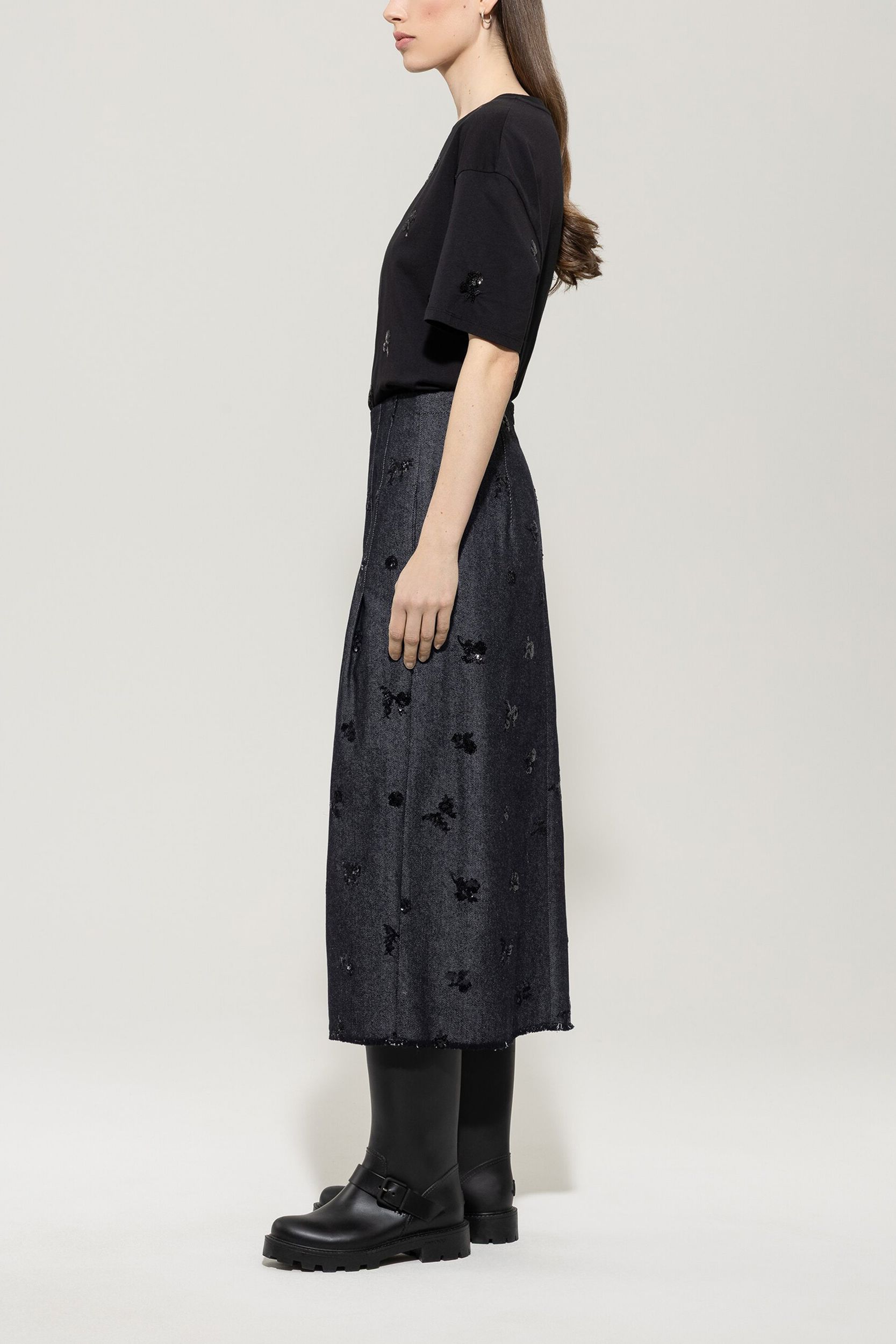 Luisa Cerano |  Shirt mit Pailletten-Stickerei, deep black | 36 | black