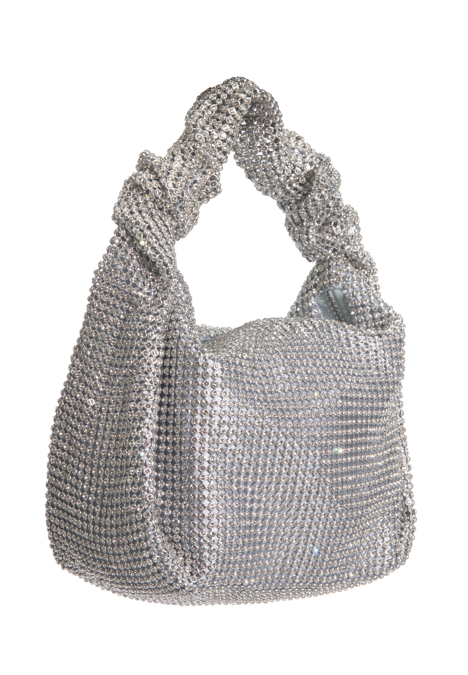 Henkeltasche aus glänzendem Strassg, silver #6