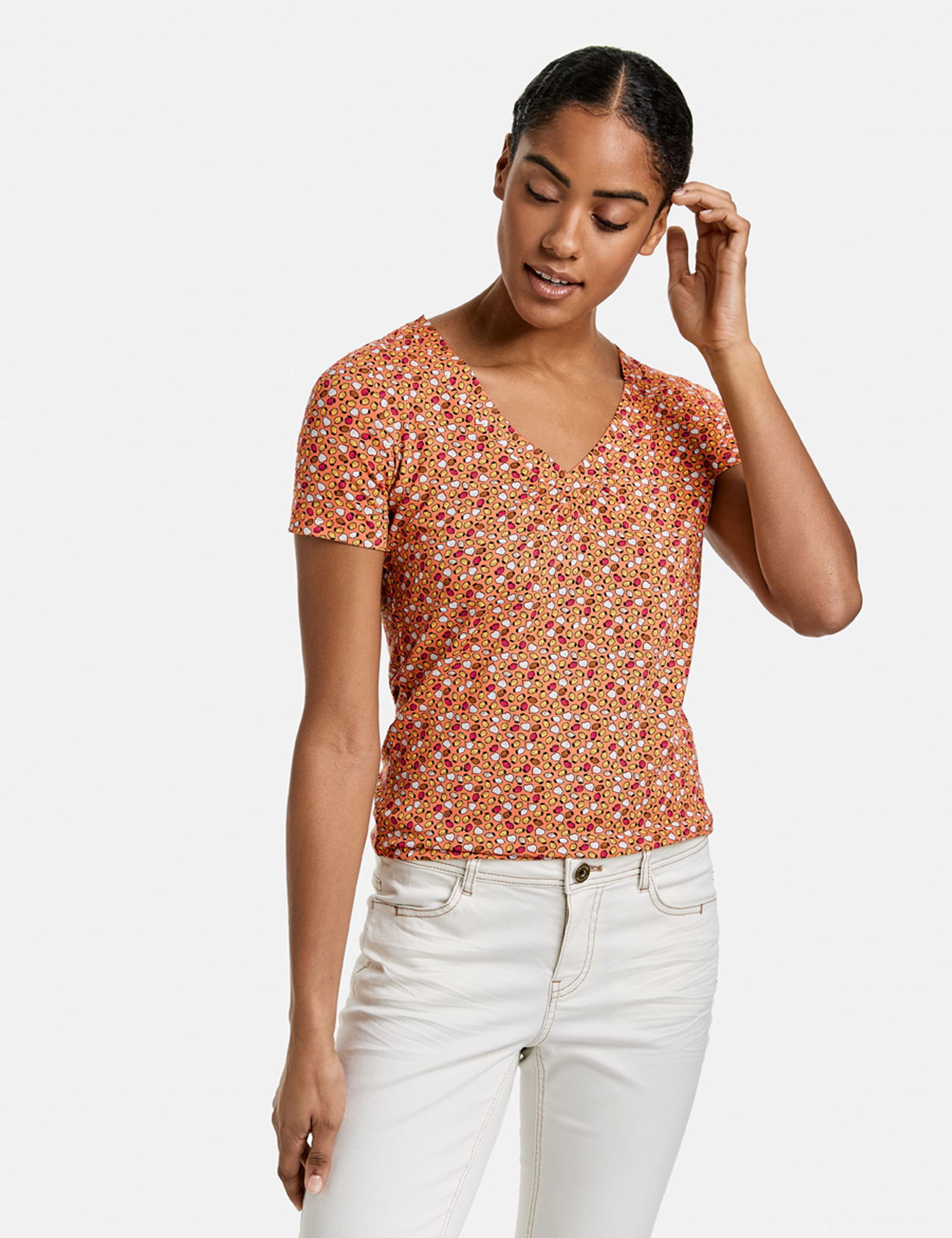 V-Shirt mit Früchte-Print