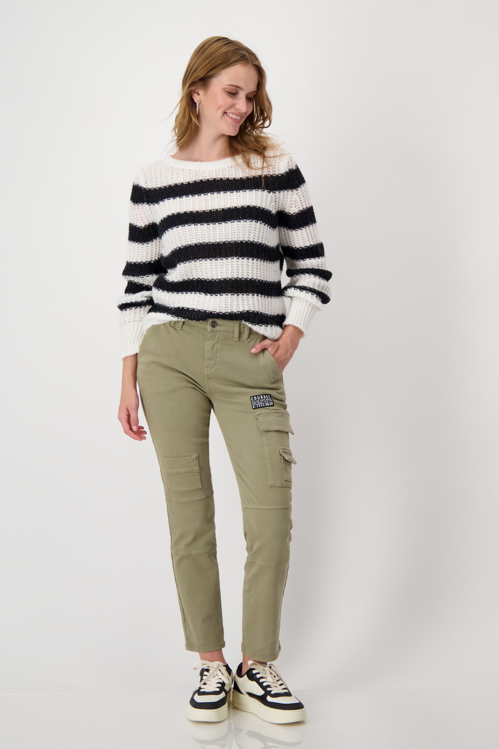 Monari Pullover | off-white gemustert | 36 | NEW-810868