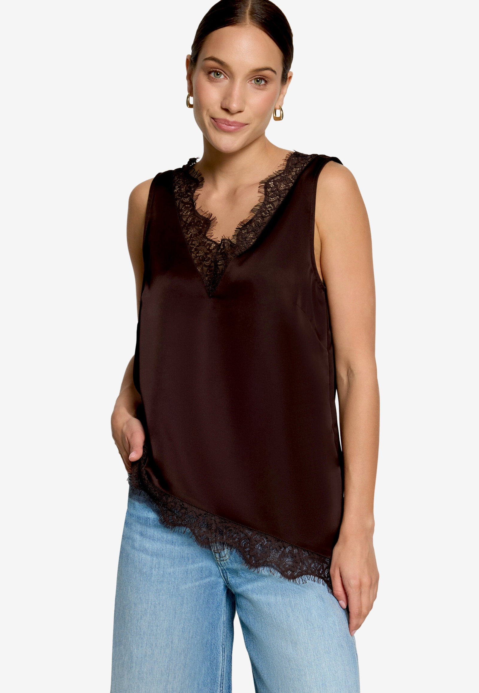 Bluse Kurz ohne Arm, Chocolate Plum #2
