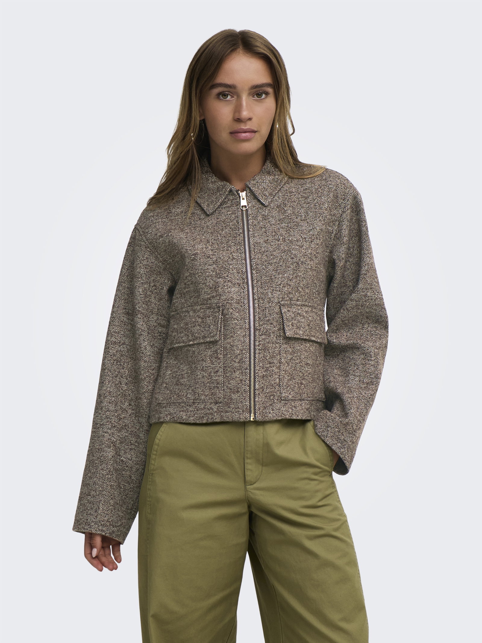 JDYVINGA HERRINGBONE JACKET OTW YFM, Chocolate Torte/HERRINGBONE #4