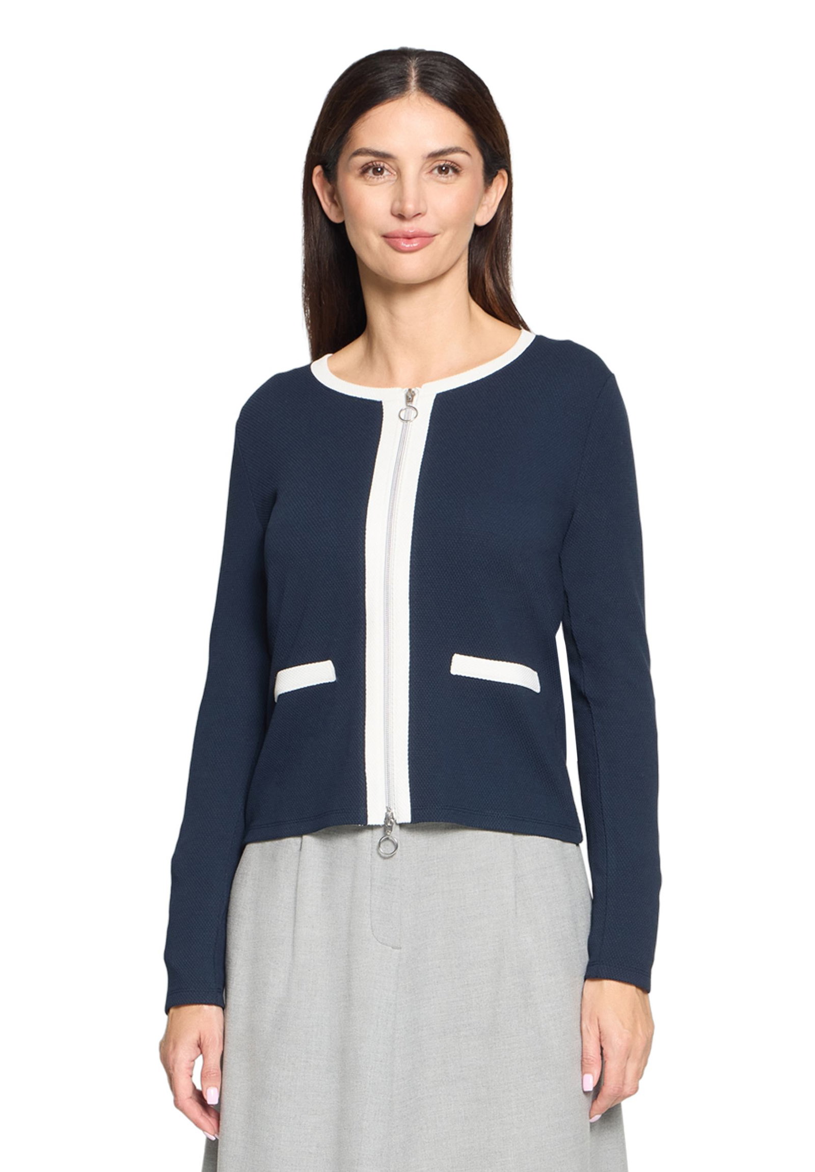 Betty Barclay |  Betty Barclay Sweatblazer  | 46 | patch dark blue/cream