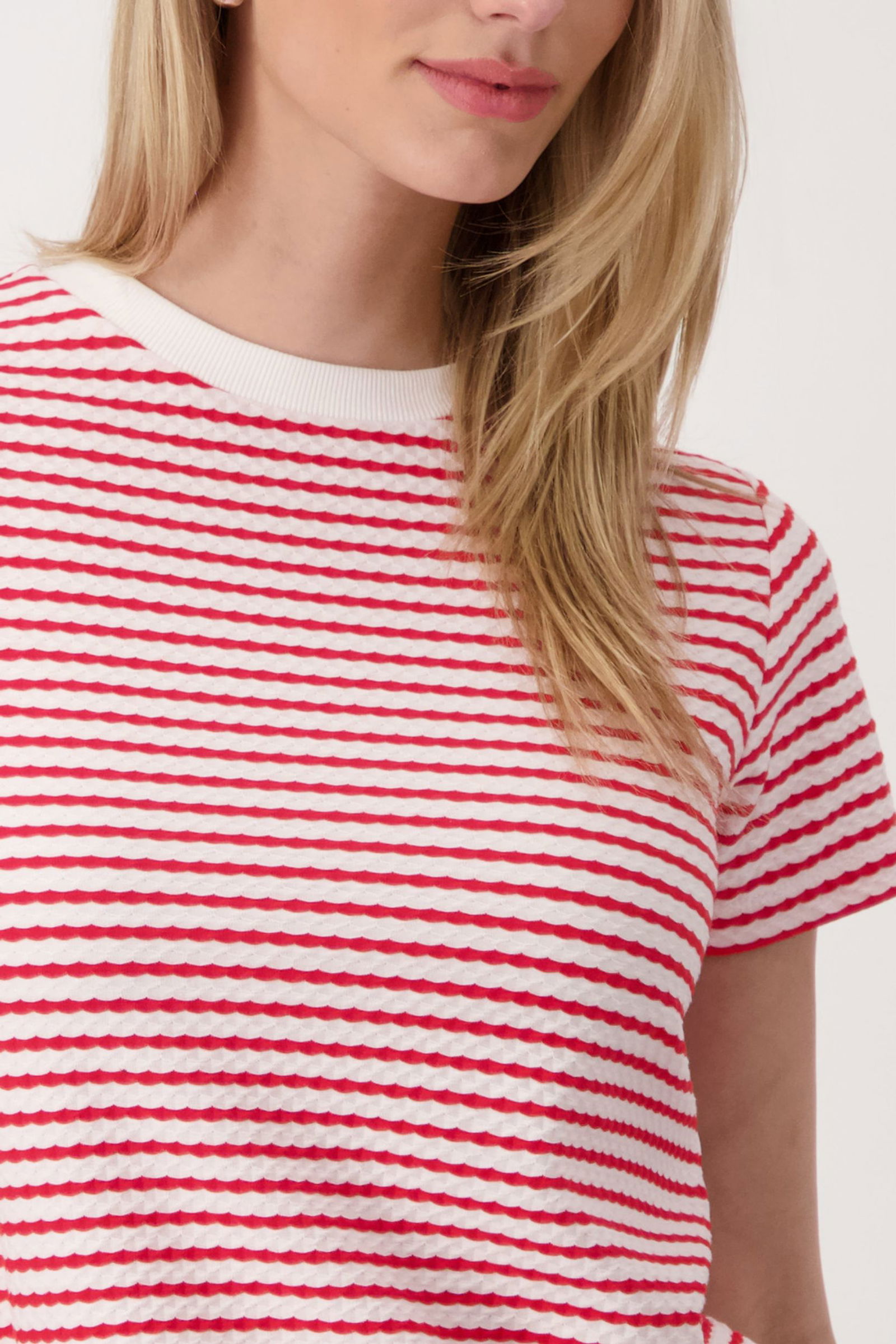 Monari | T-Shirt, red ringel | 46