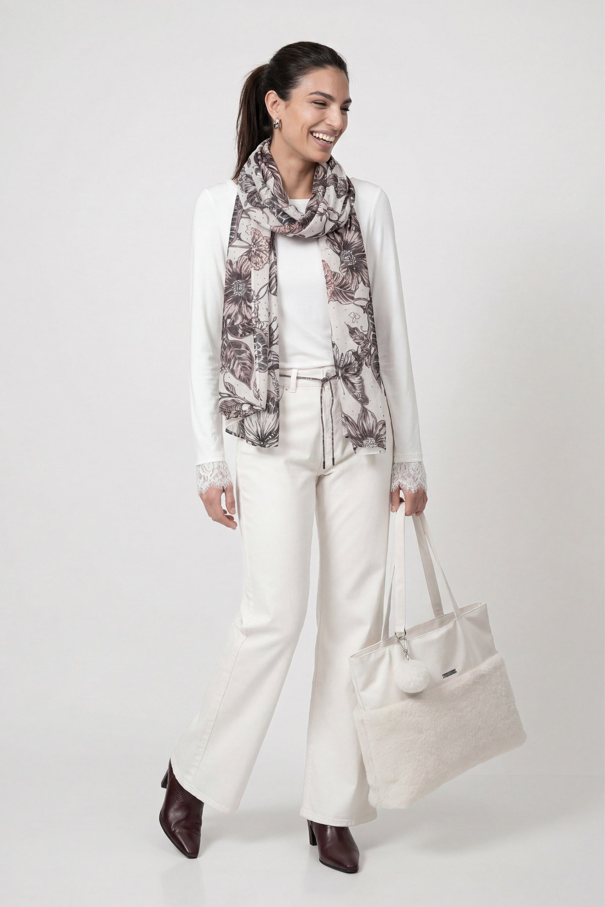 Schal, taupe gemustert #11