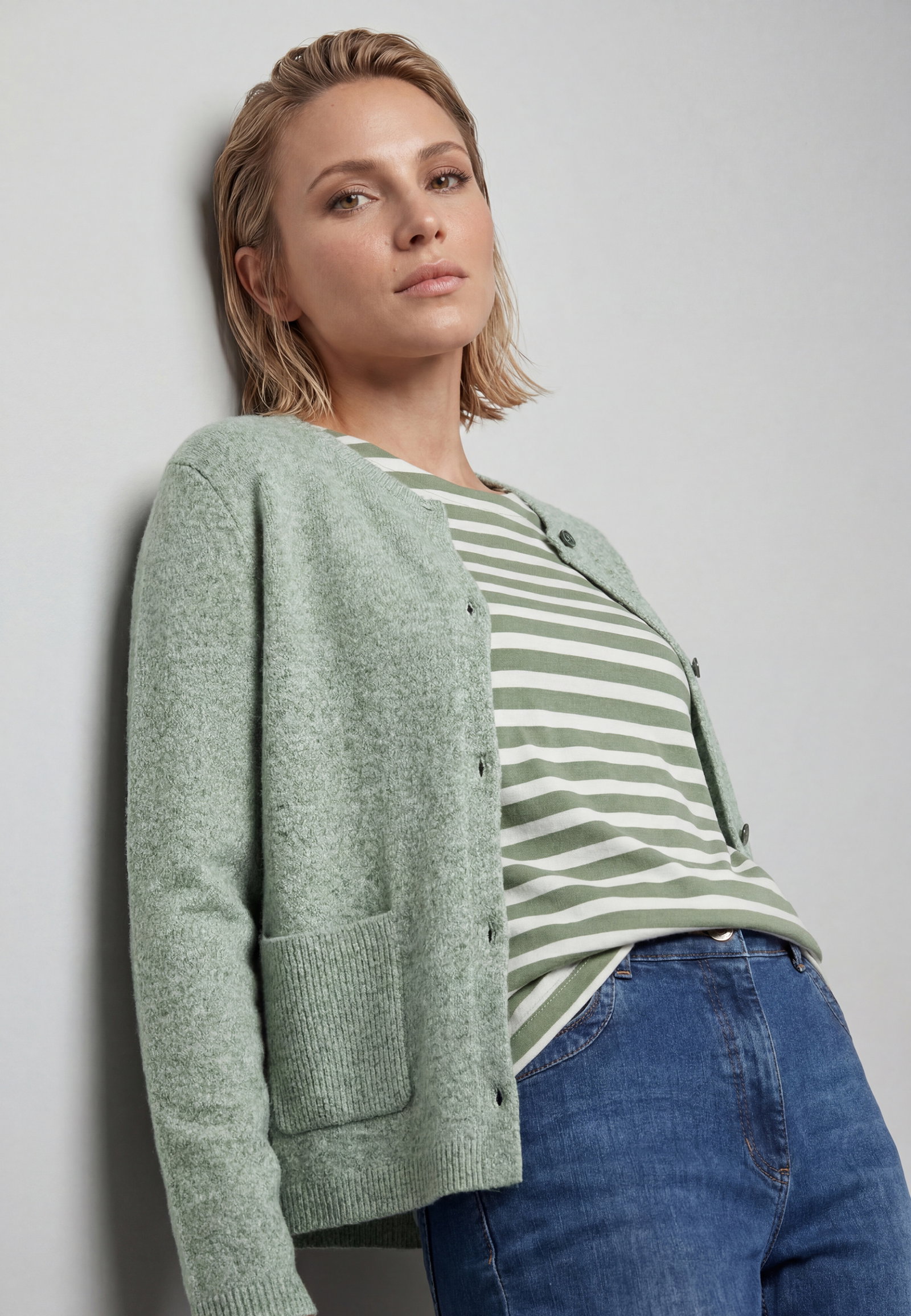 Cardigan Long Sleeves, Moss Green Melange #5