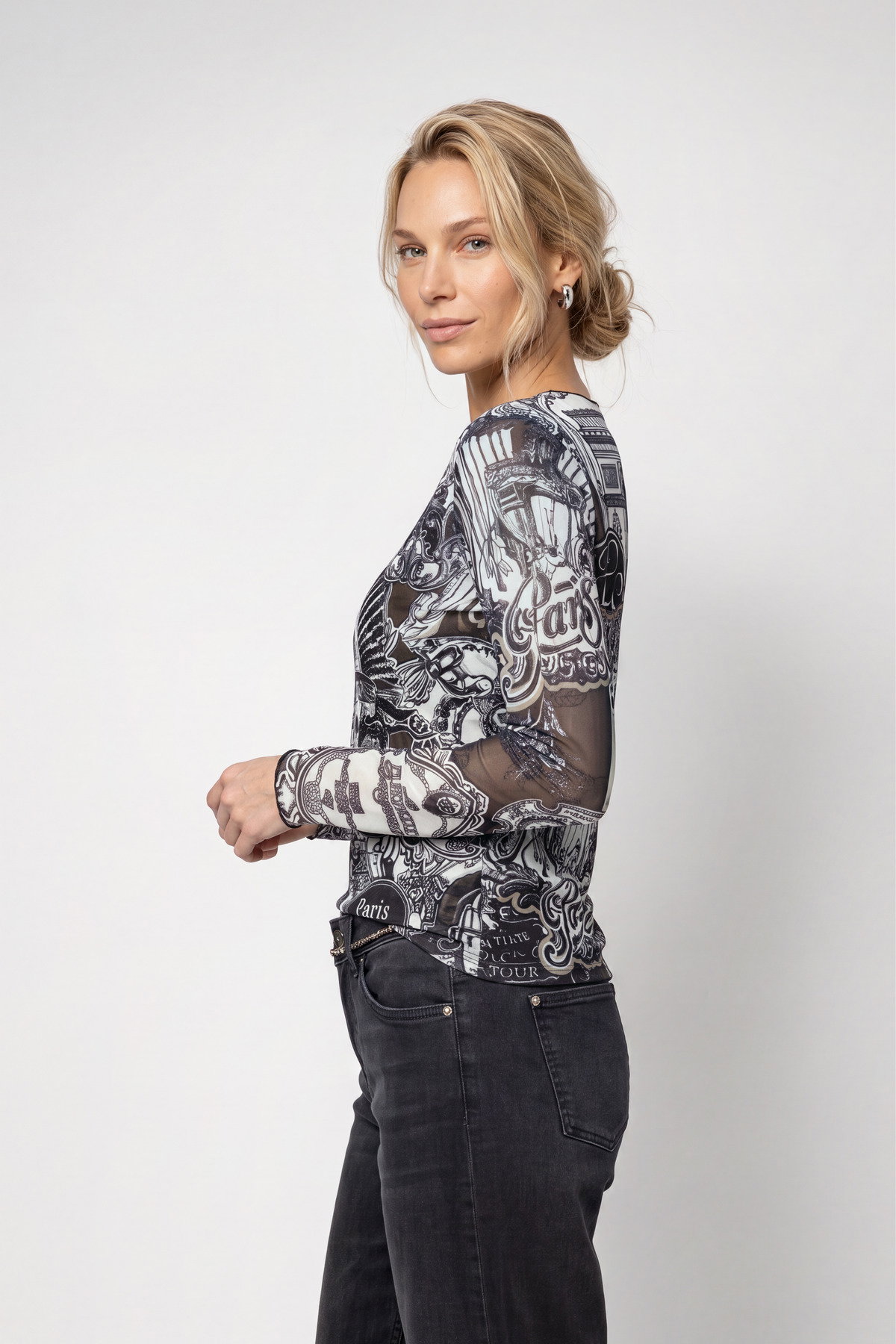 Pullover, schwarz gemustert #3