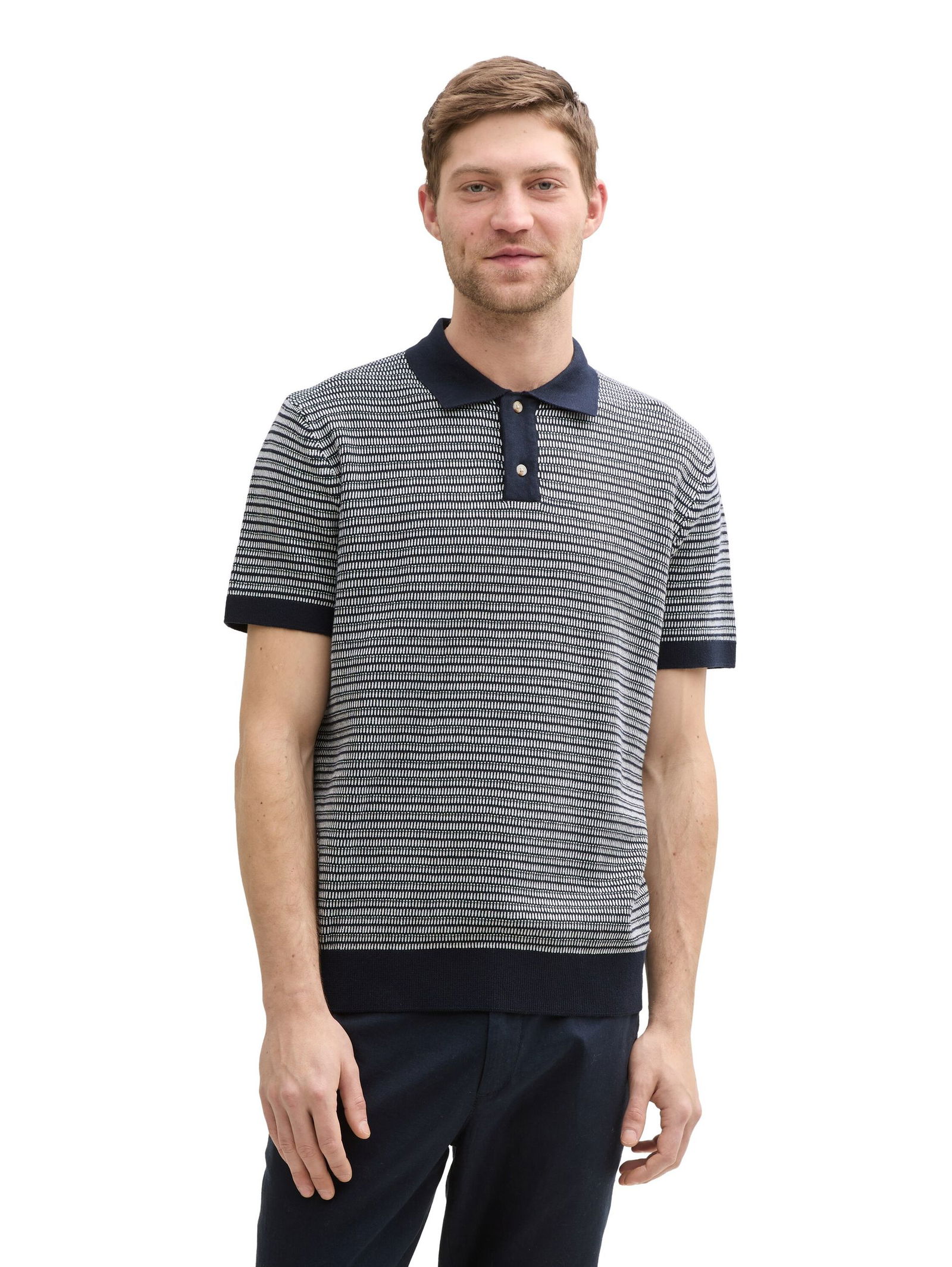 Tom Tailor |  Tom Tailor Poloshirt  | M | navy white fancy stripe