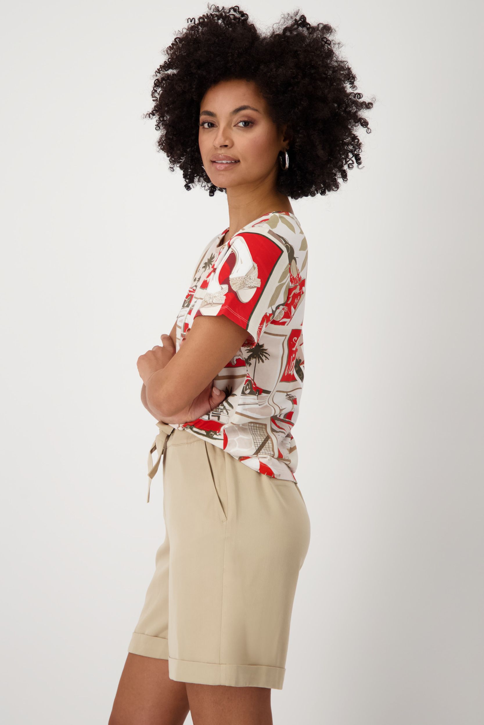 Monari |  T-Shirt, red gemustert | 42 | red gemustert