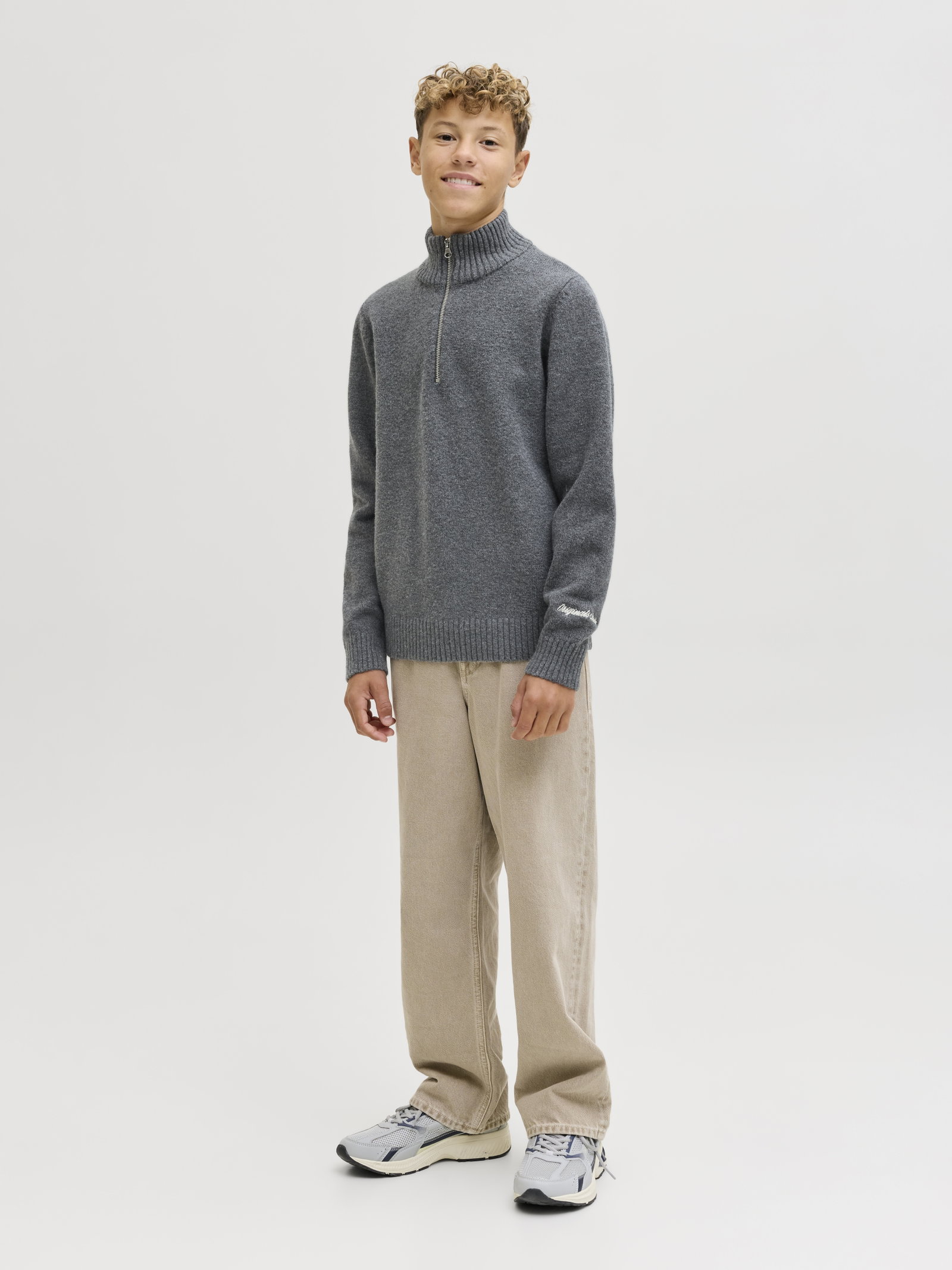 JORNORREBRO KNIT HALF ZIP JNR, Dark Grey Melange #4