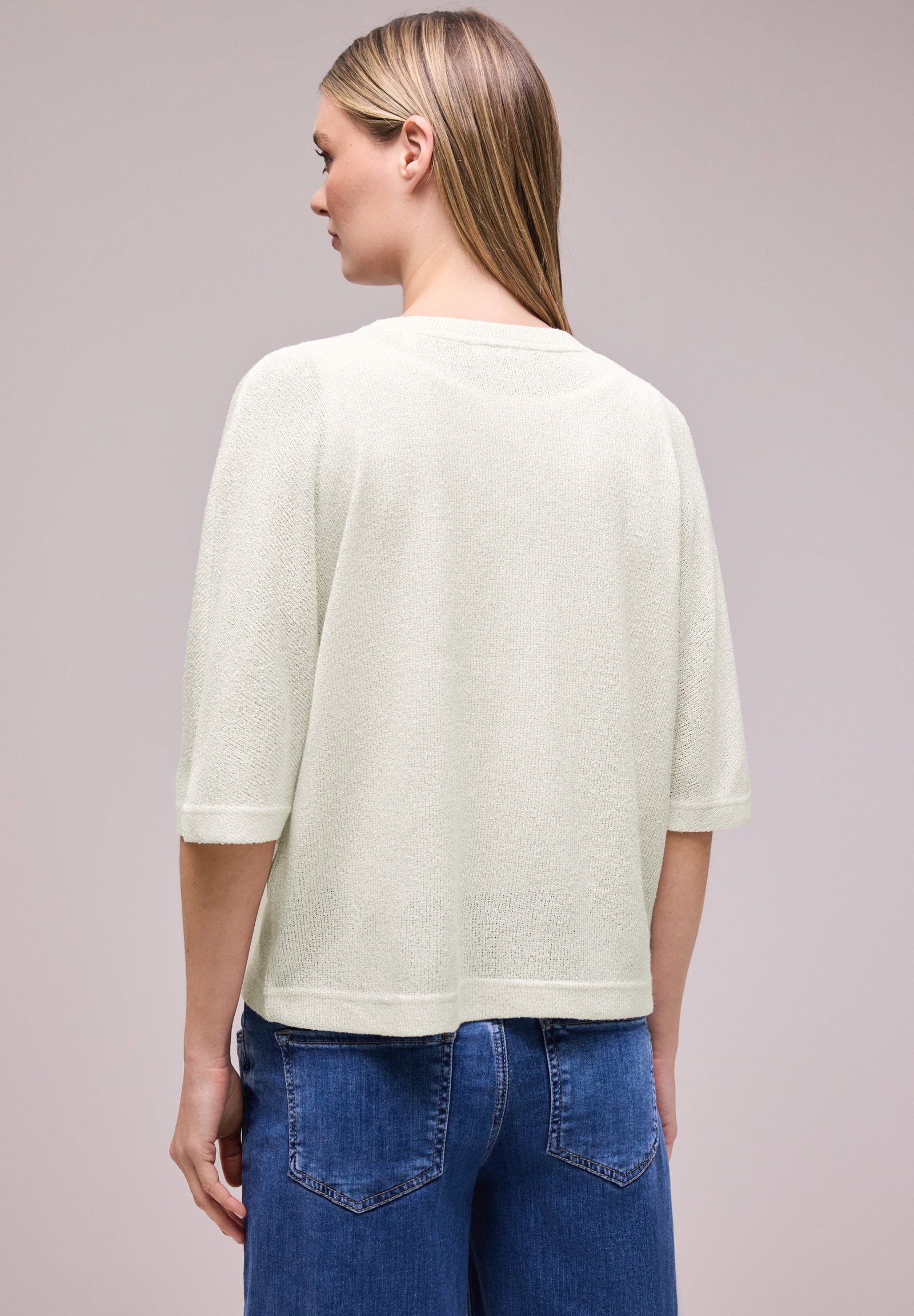 LTD QR knit look batwing jacke, off white #4