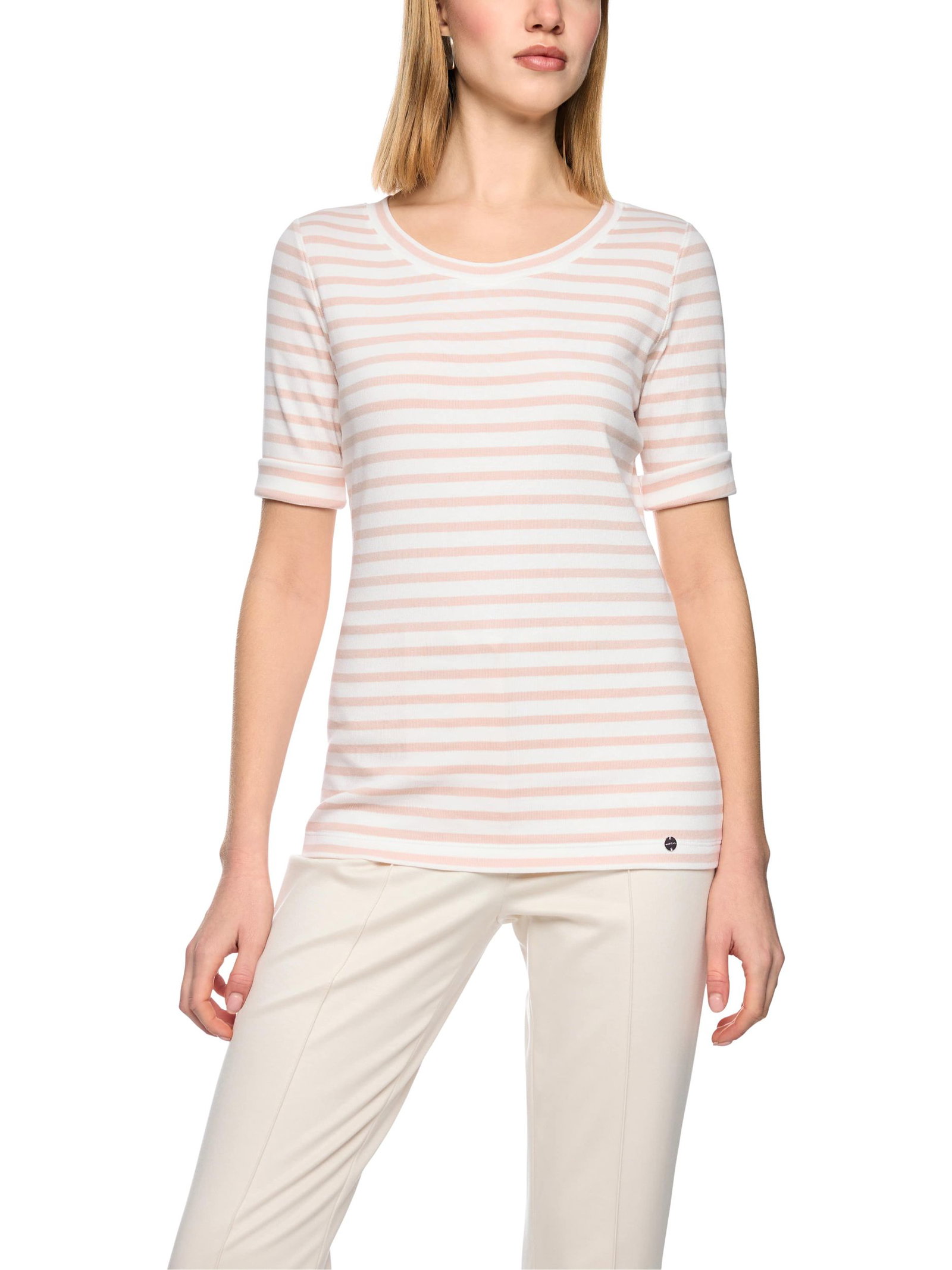 Marc Cain Additions |  Ringel-T-Shirt aus Baumwoll-Ripp | 38 | 1326_153