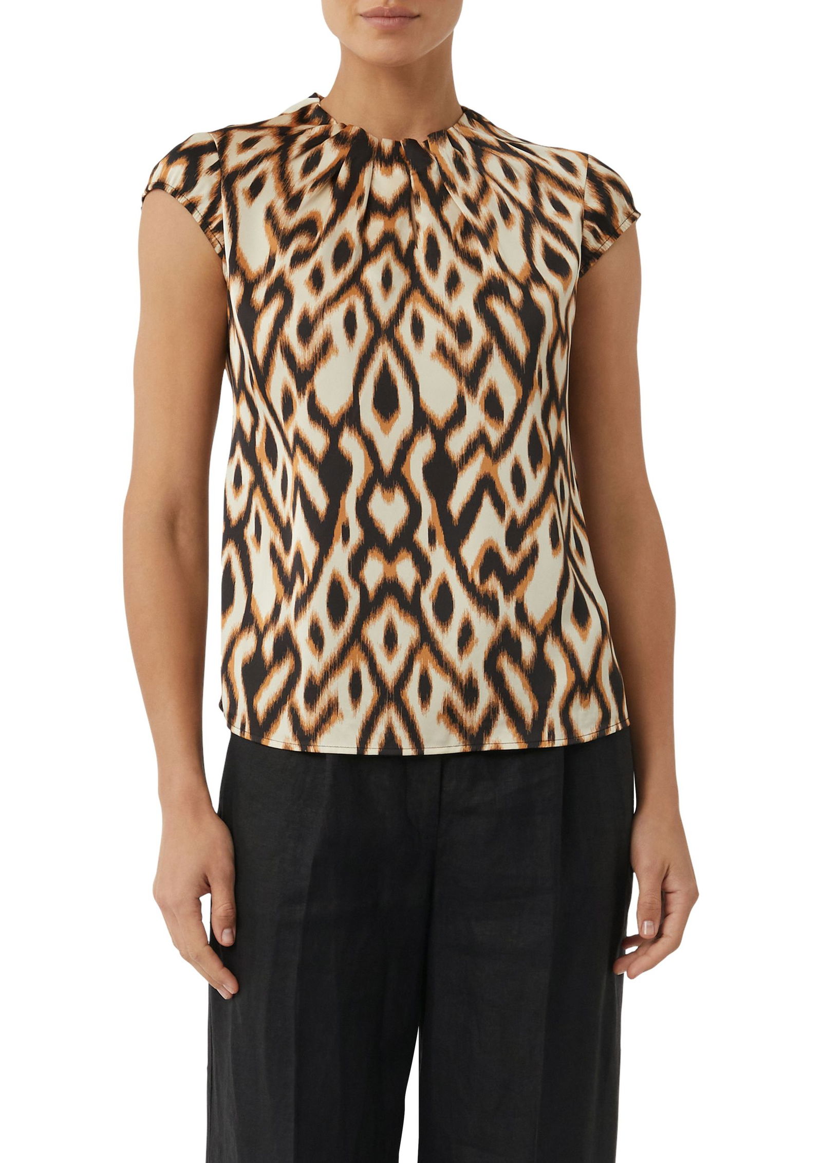 Comma |  Comma Druckbluse  | 38 | schwarz