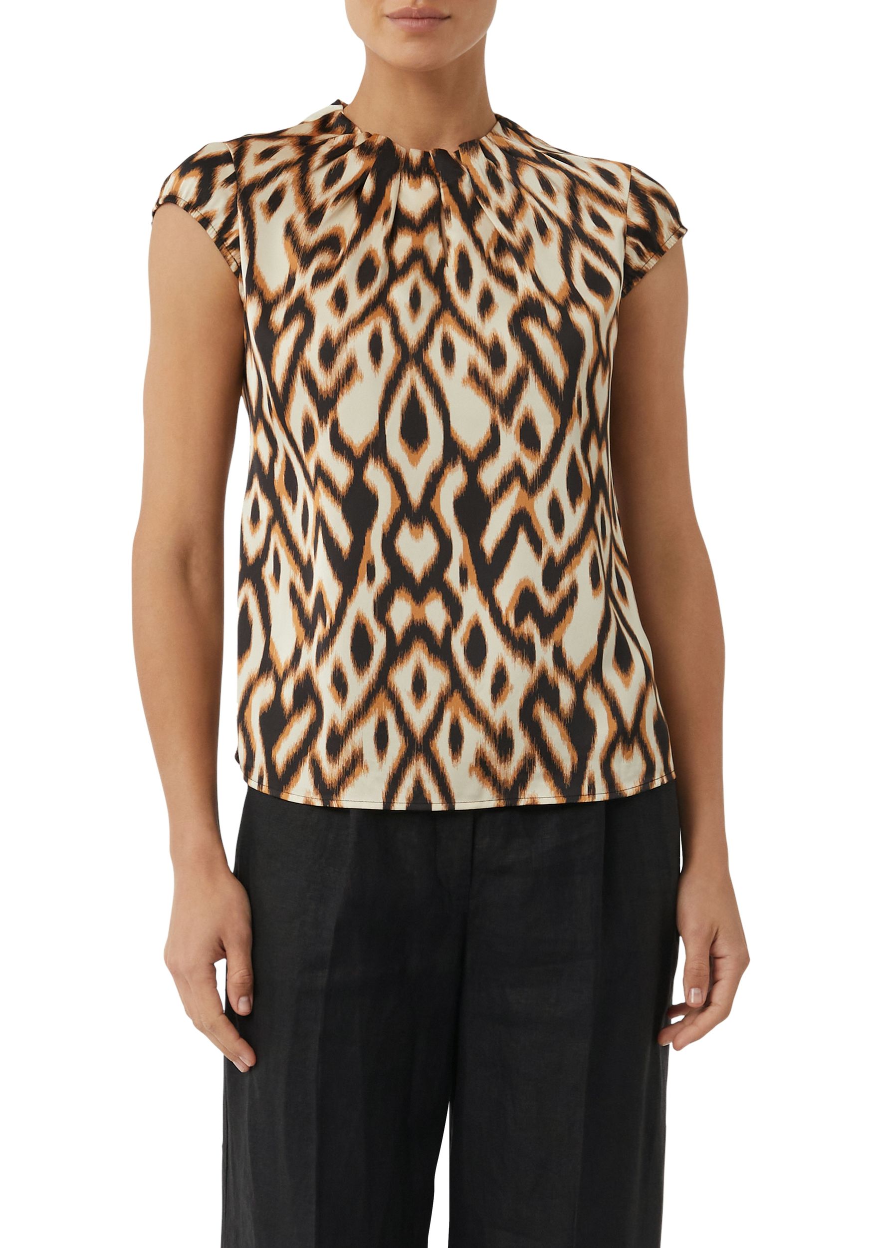 Comma |  Comma Druckbluse  | 38 | schwarz