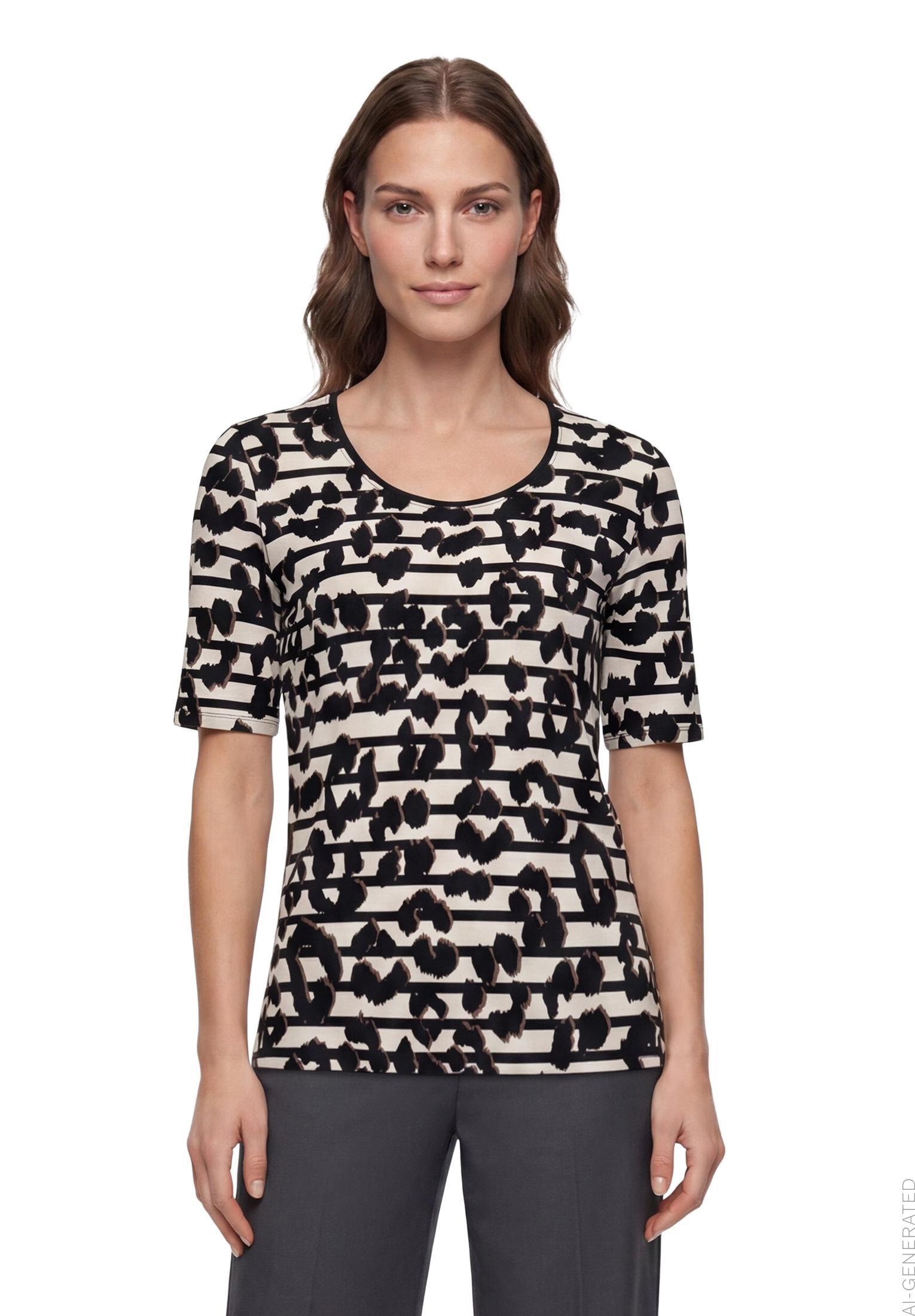 Shirt Kurz 1/2 Arm, Beige/Black #3