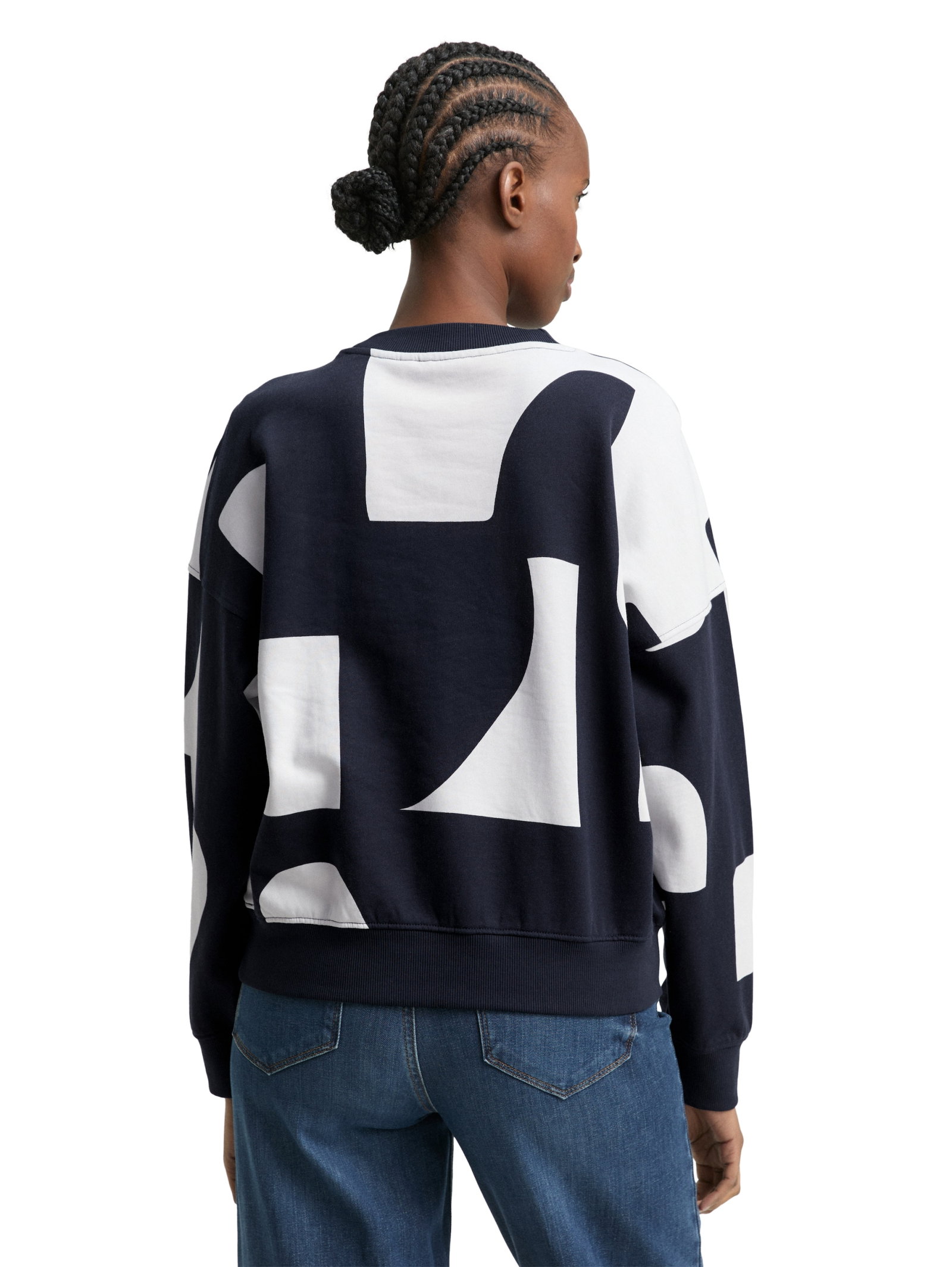 printed sweatshirt, navy white big scale print #4
