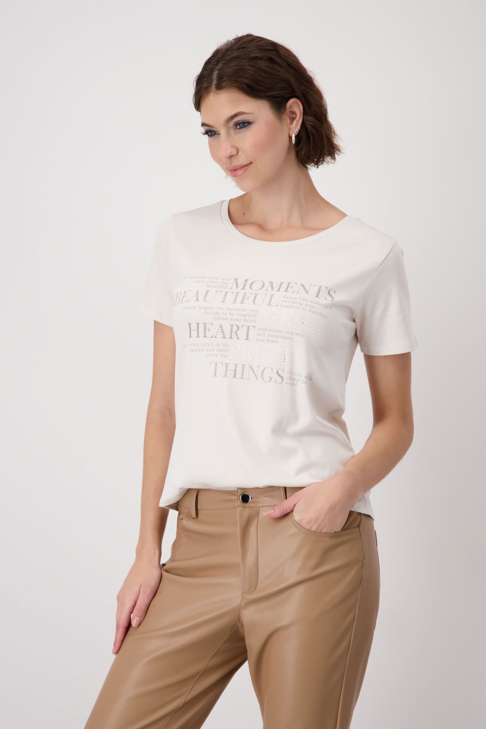 Monari |  T-Shirt, creamy beige | 40 | creamy beige