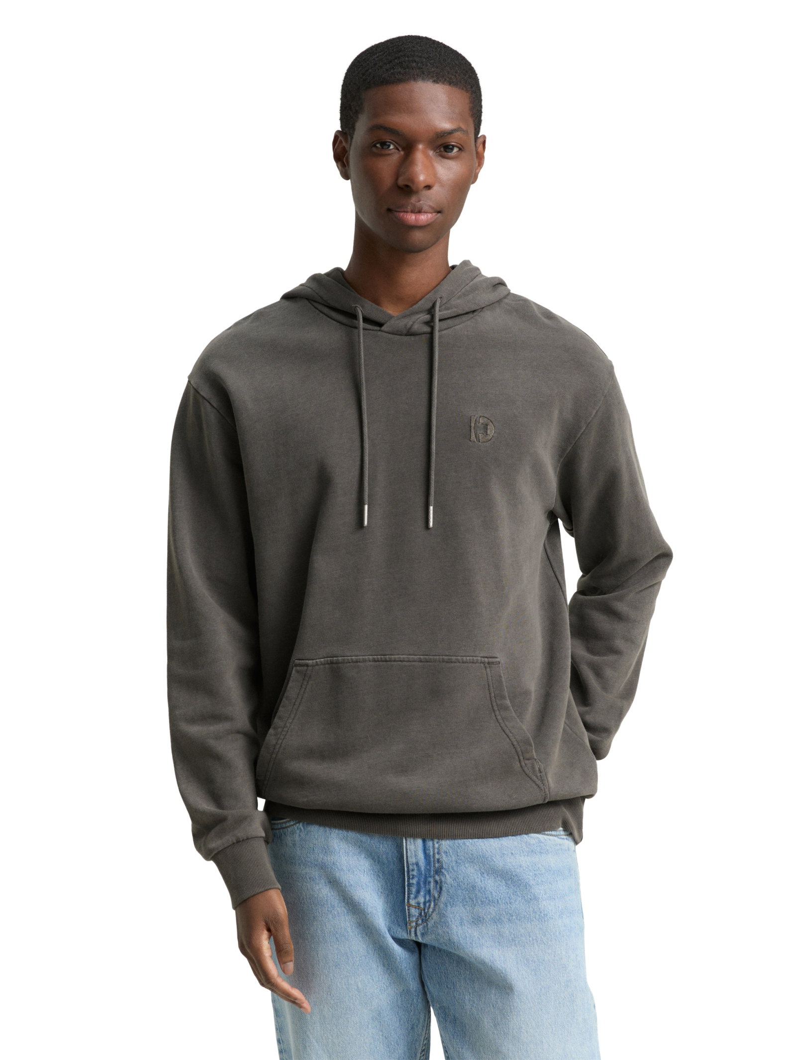overdyed hoodie with embroider, Black #6