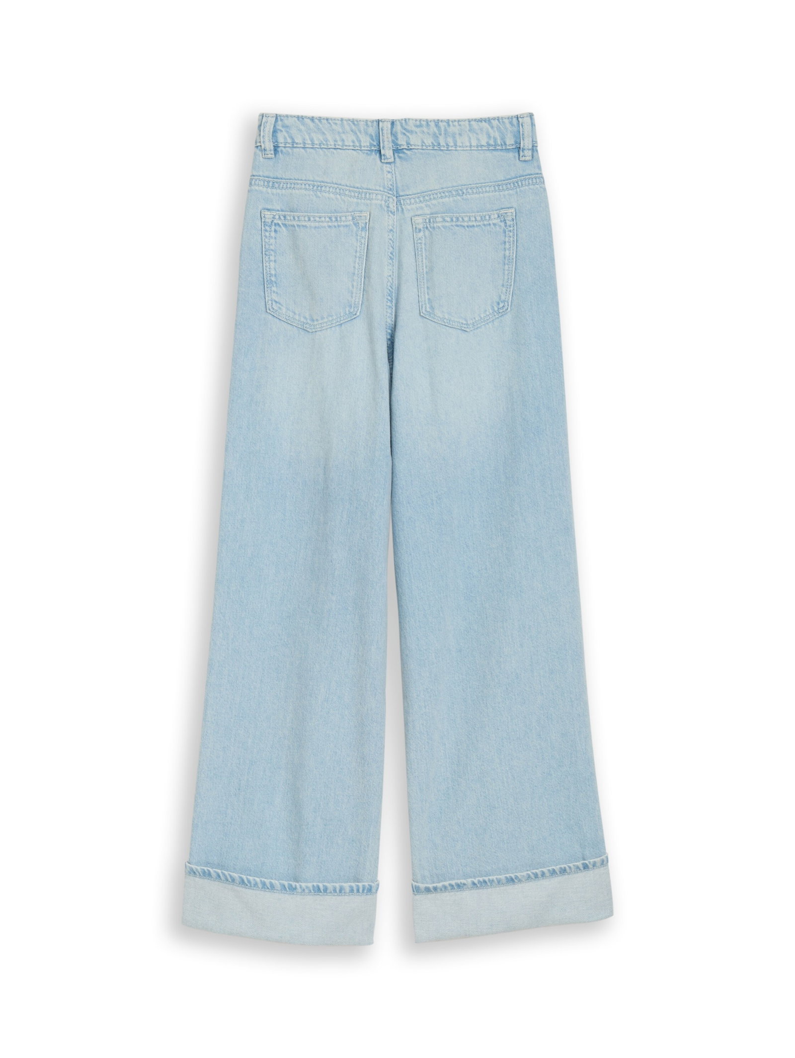 wide leg turn-up denim, Bleached Blue Denim #2