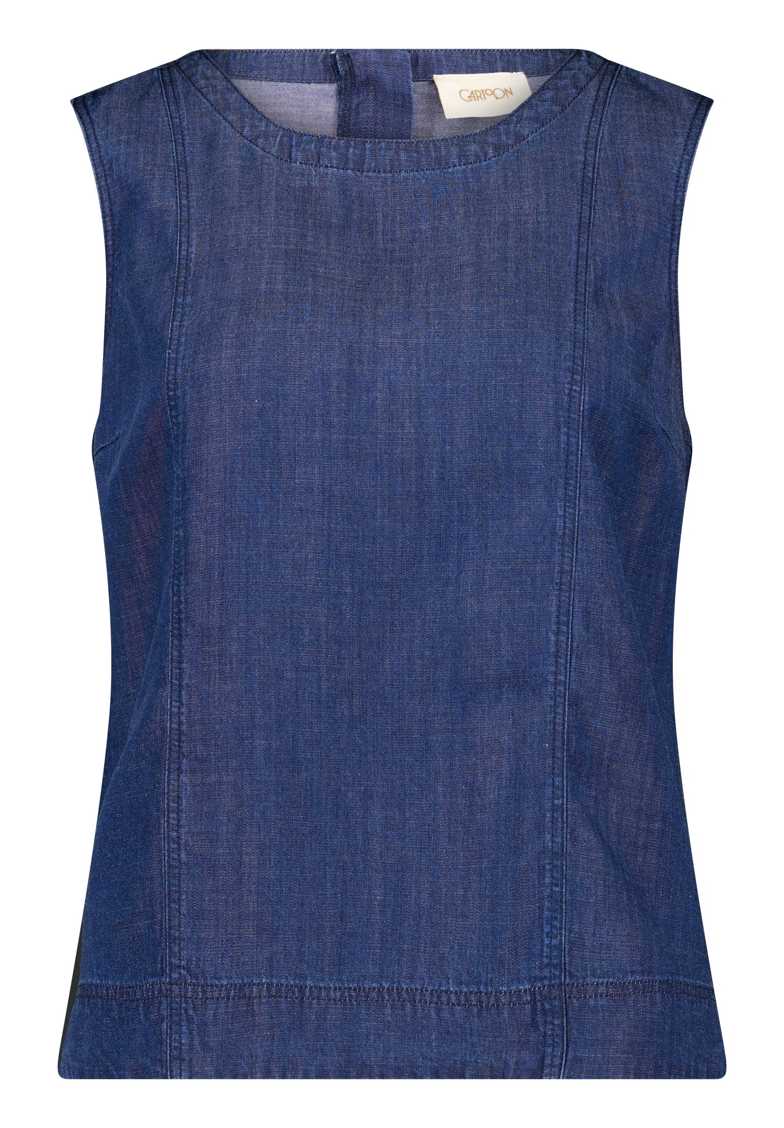 Bluse Kurz ohne Arm, Dark Blue Denim #1