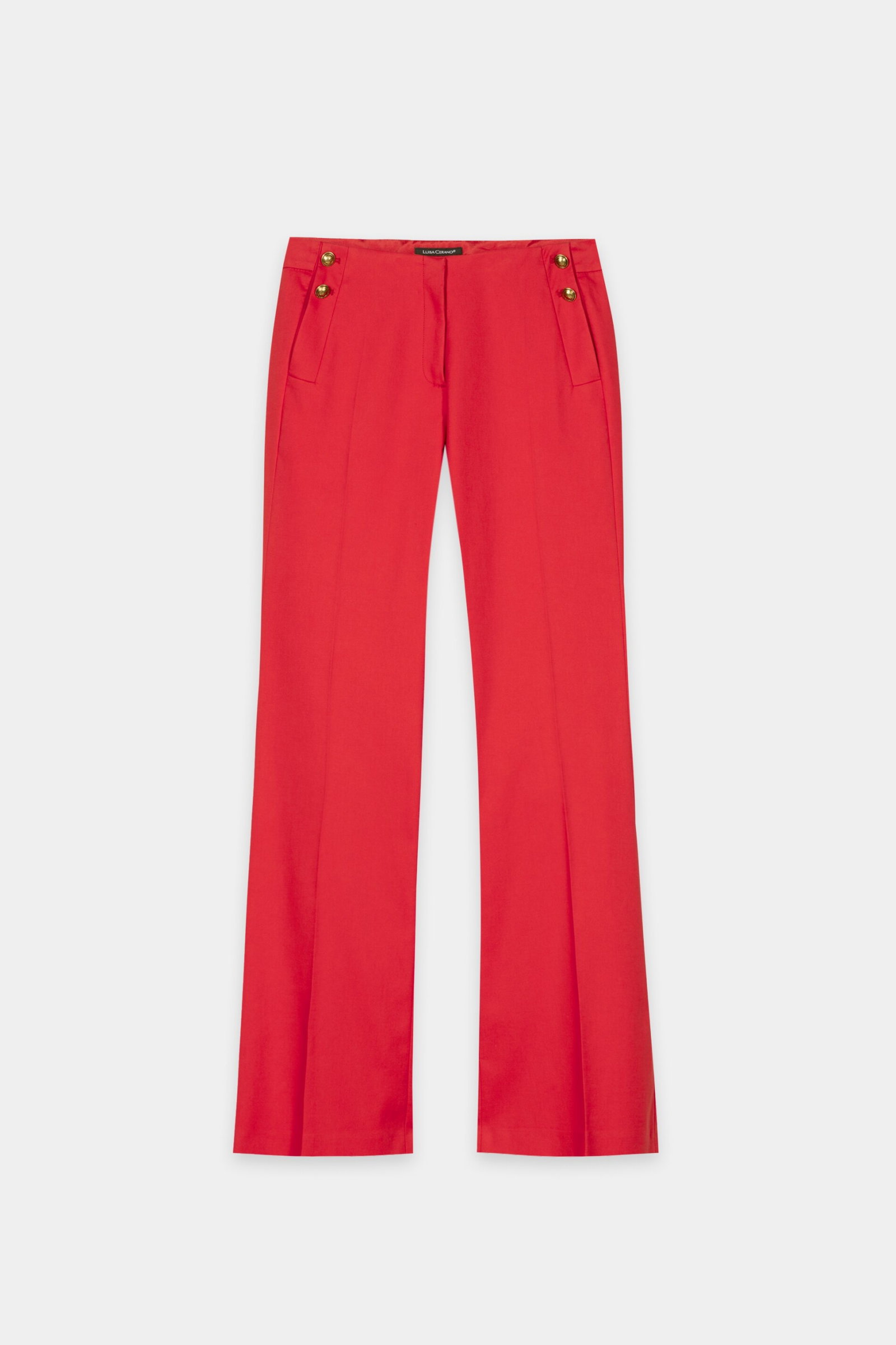 Luisa Cerano Gabardine-Flared-Pants cherry red #1