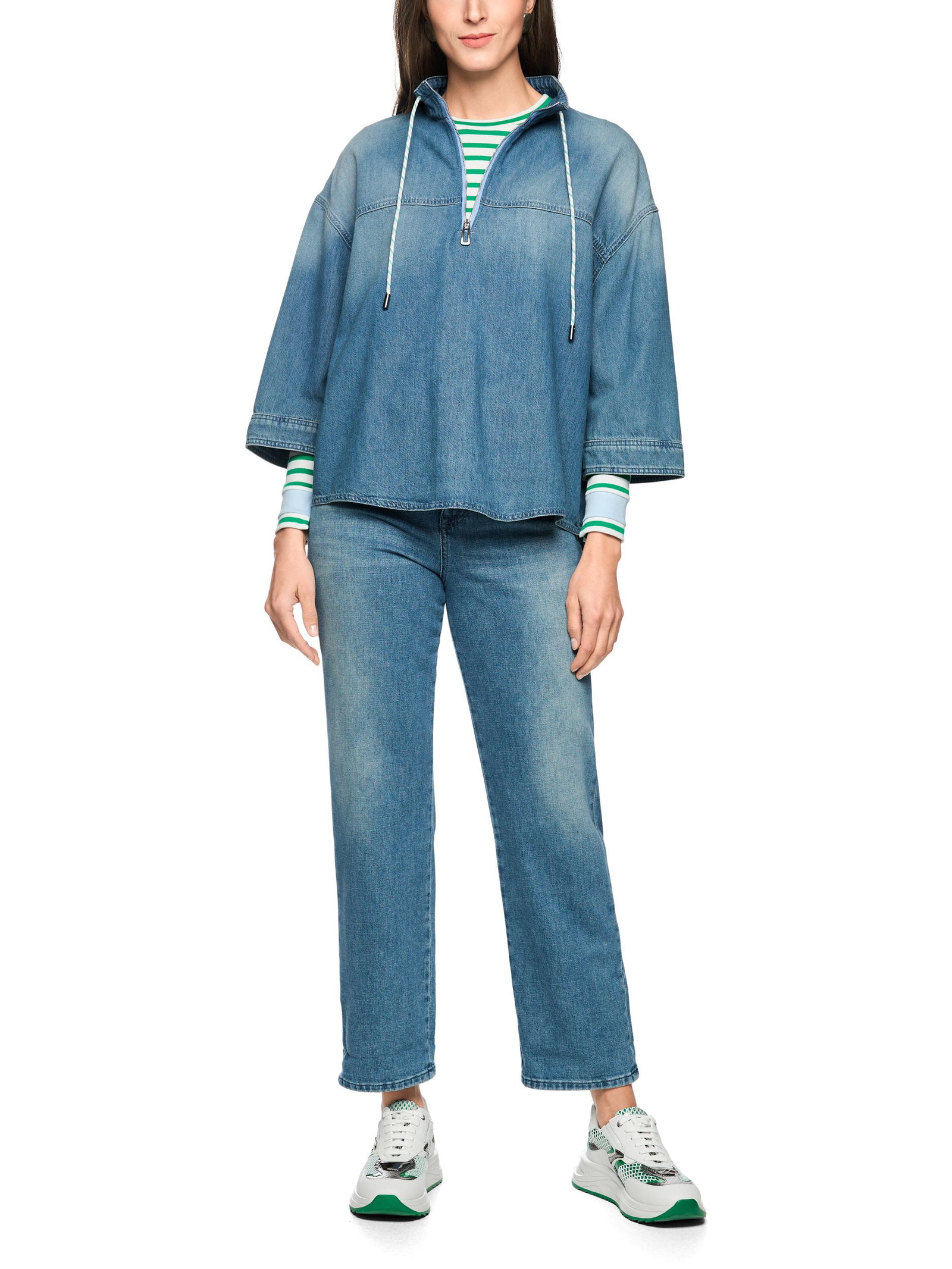 b59e007afd6fb2bdc7001654cab7910d Marc Cain Sports | Sportive Jeansbluse mit Stehkragen | 36 | blue denim