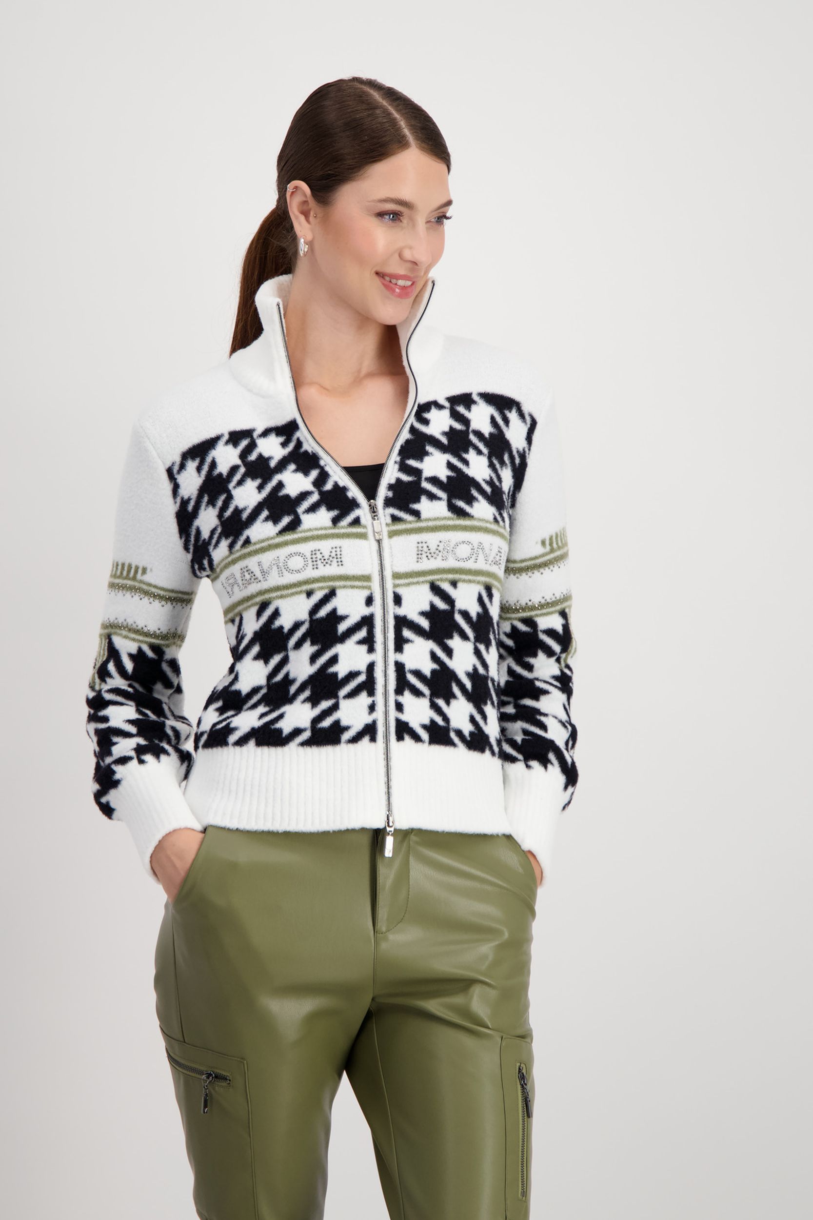 Monari Strickjacke | Cardigan | off-white gemustert | 36 | NEW-810884