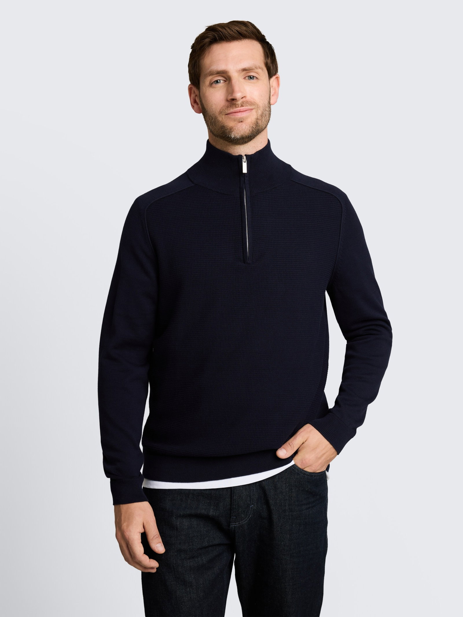 basic knit troyer, sky captain blue #9